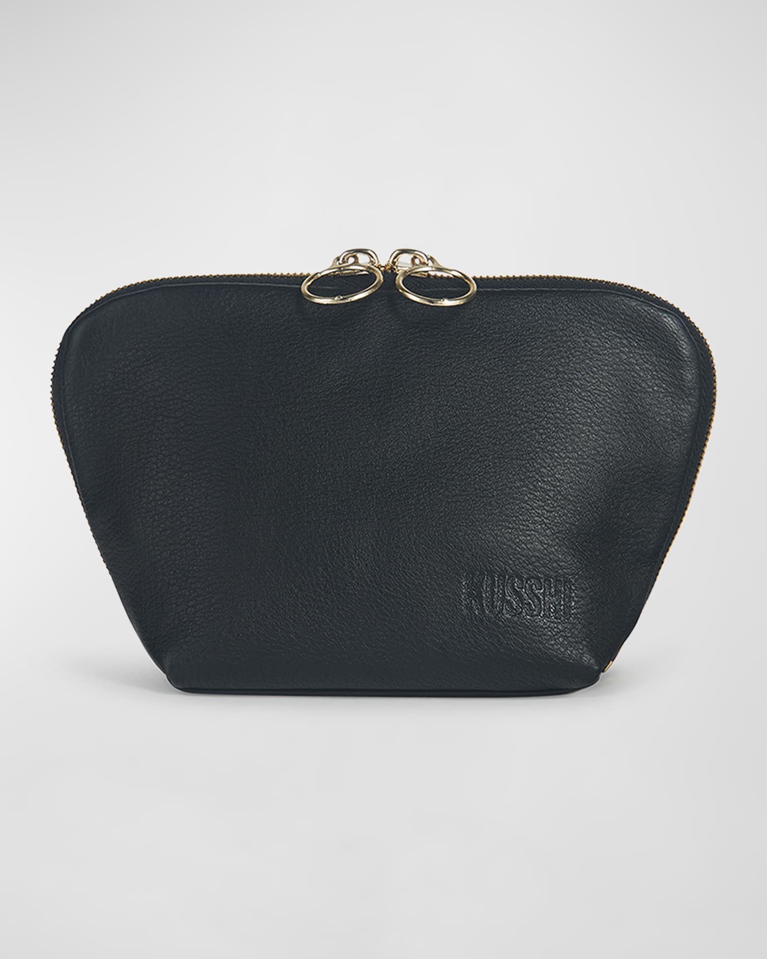 KUSSHI Everyday Leather Makeup Bag Black Leopard