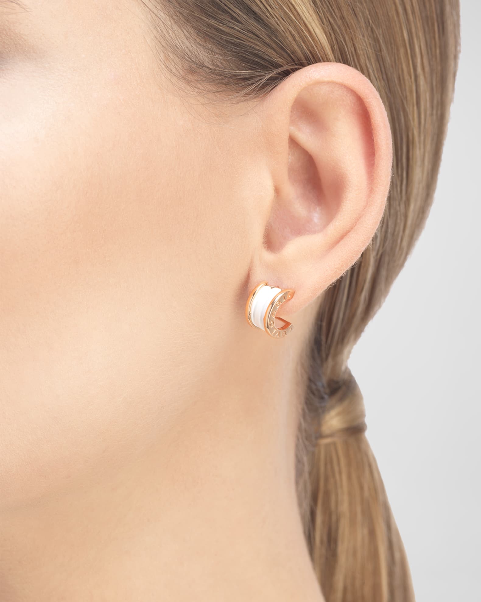 B.Zero1 18K Rose Gold & White Ceramic Earrings 1