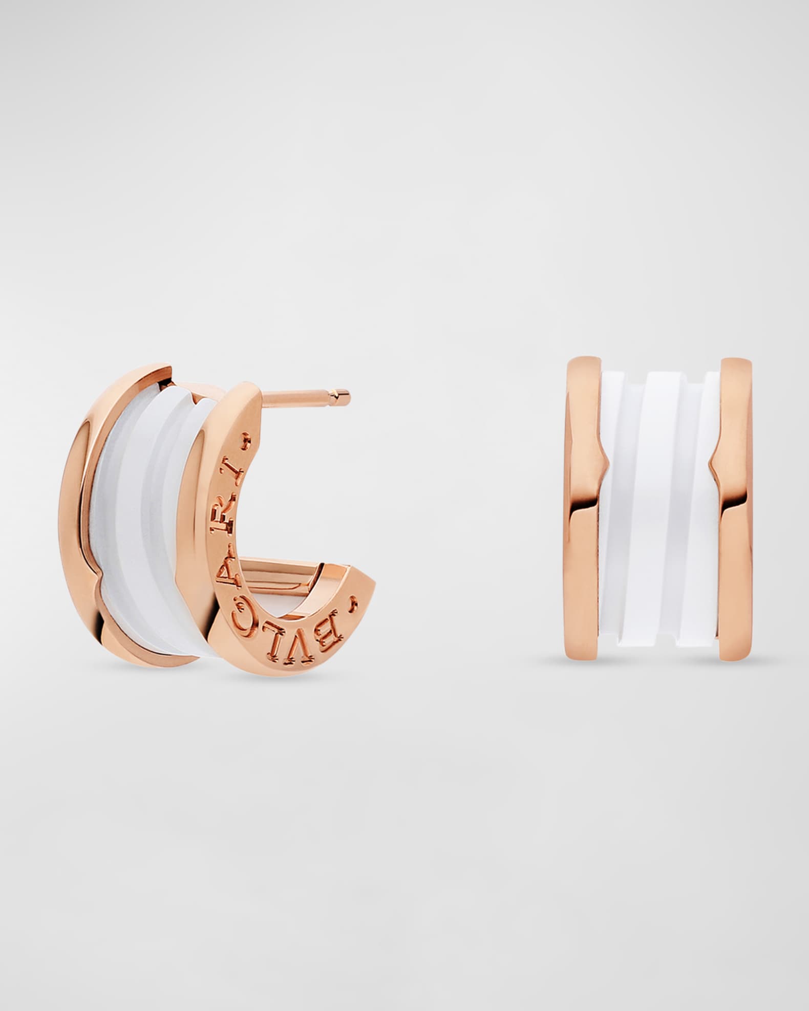 B.Zero1 18K Rose Gold & White Ceramic Earrings 0