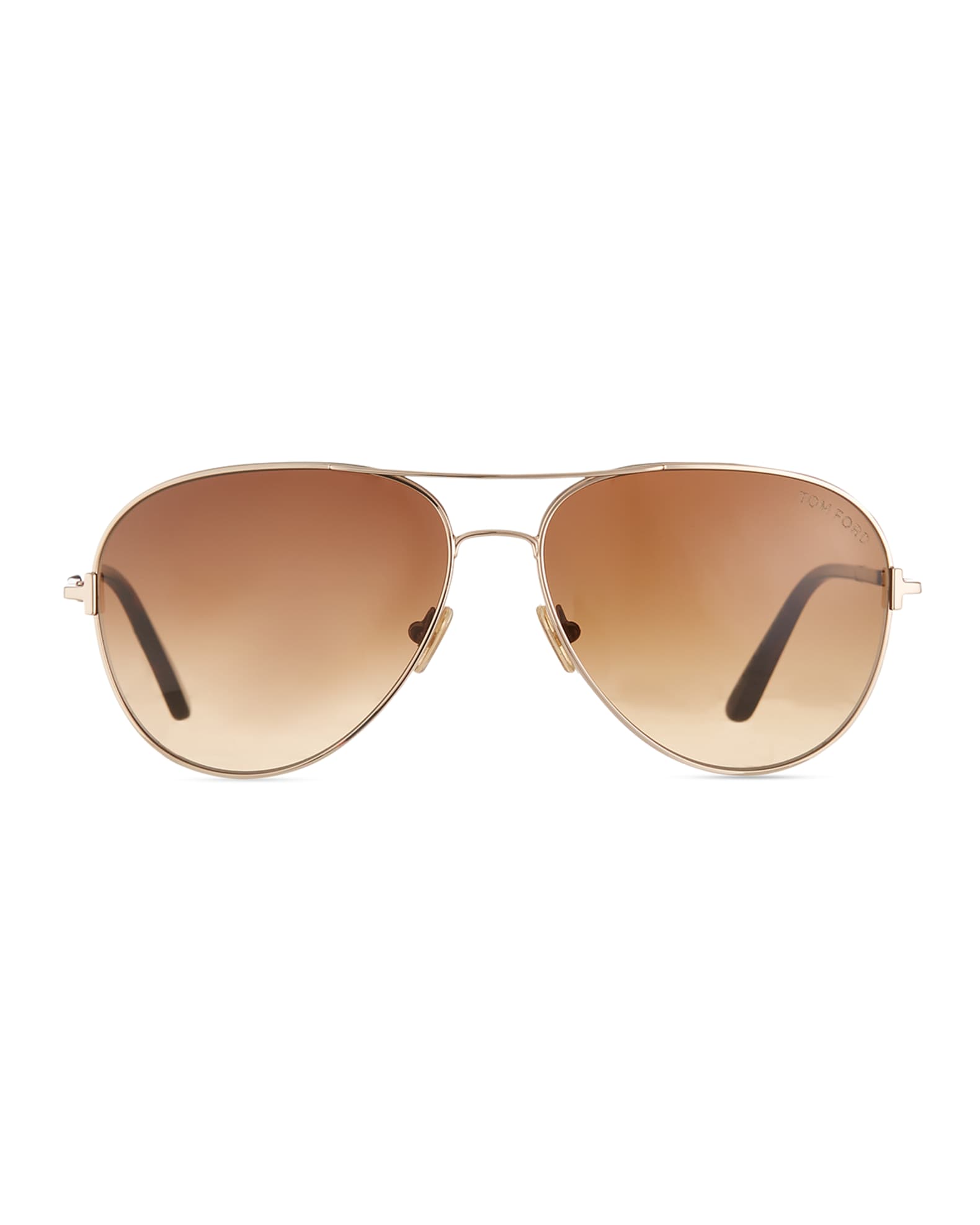 TOM FORD Clark Metal Aviator Sunglasses, Brown/Gold | Neiman Marcus