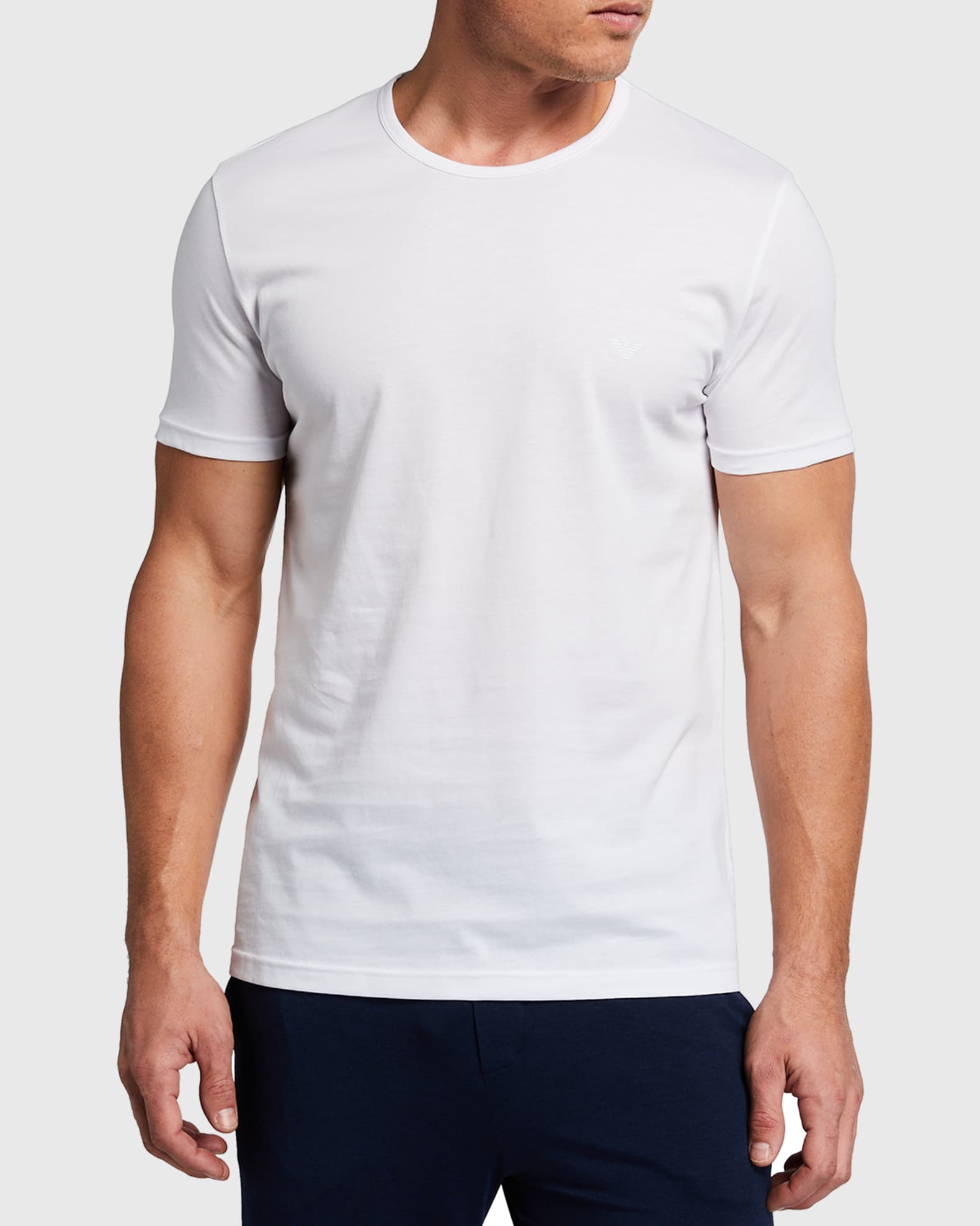 Giorgio Armani Men's Logo Embroidered Cotton T-Shirt