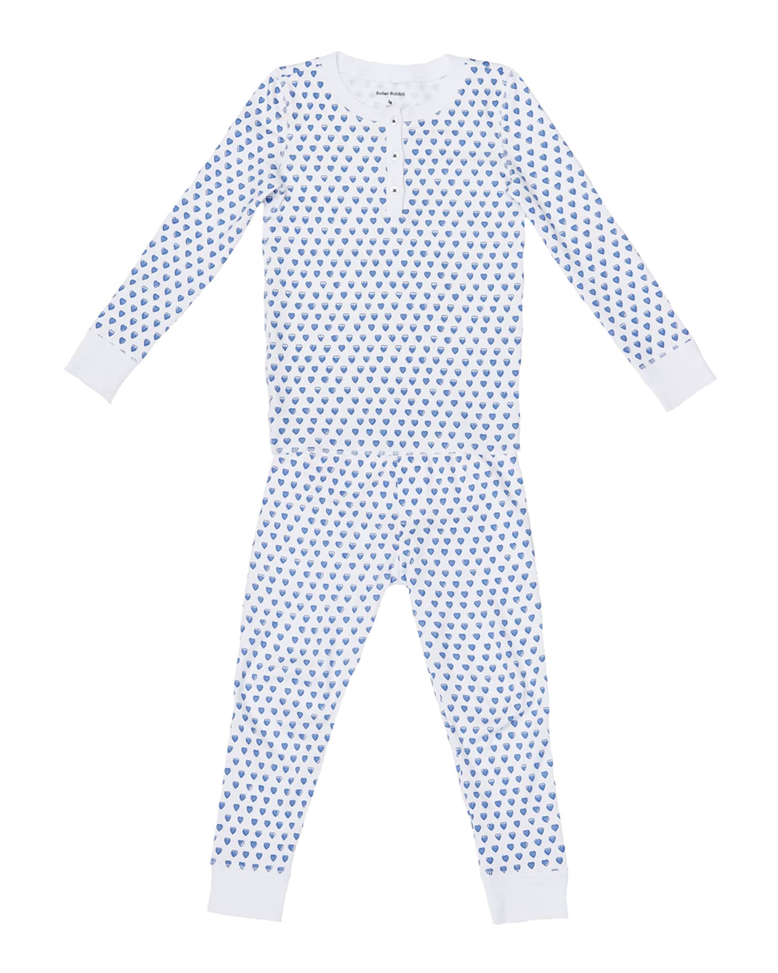 Roller Rabbit Kid's Heart-Print 2-Piece Pajama Set, Size 12M-14 ...