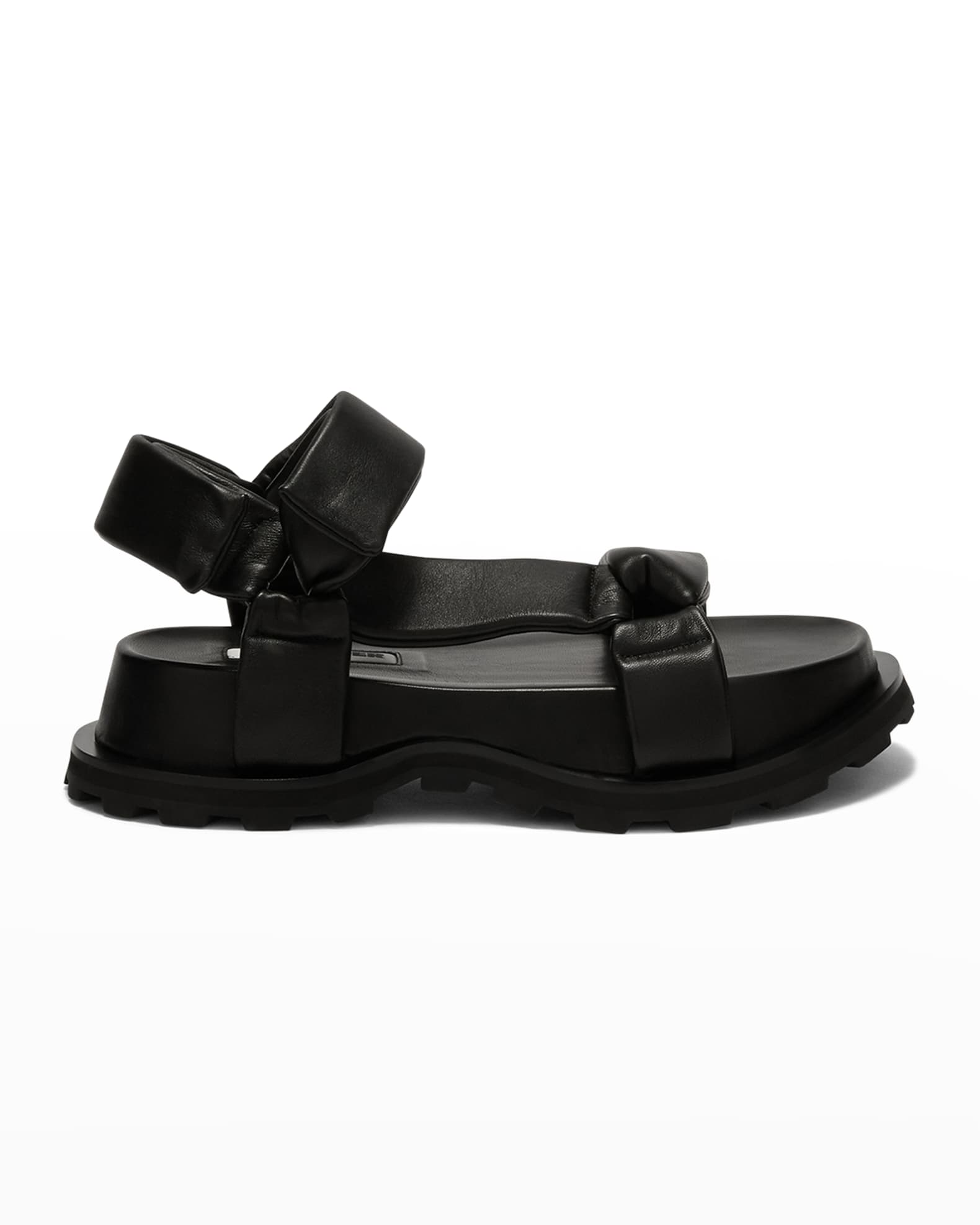 Jil Sander Platform Leather Grip-Strap Sandals | Neiman Marcus