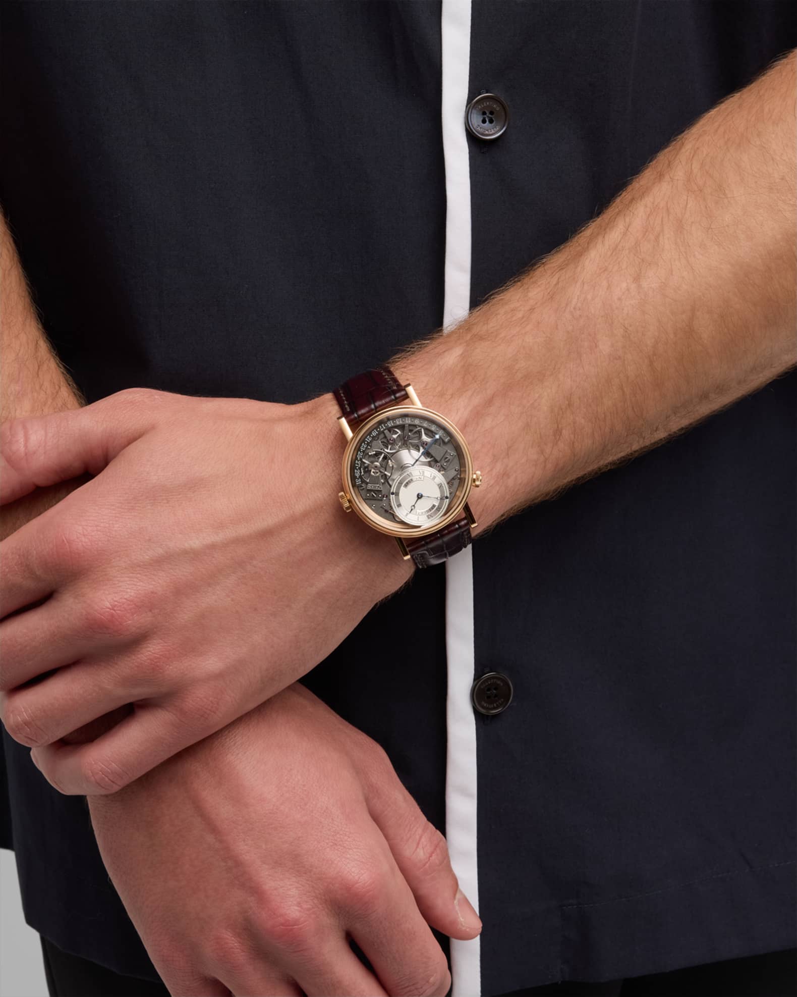 40mm Tradition Automatic Retrograde Watch with Alligator Strap 1
