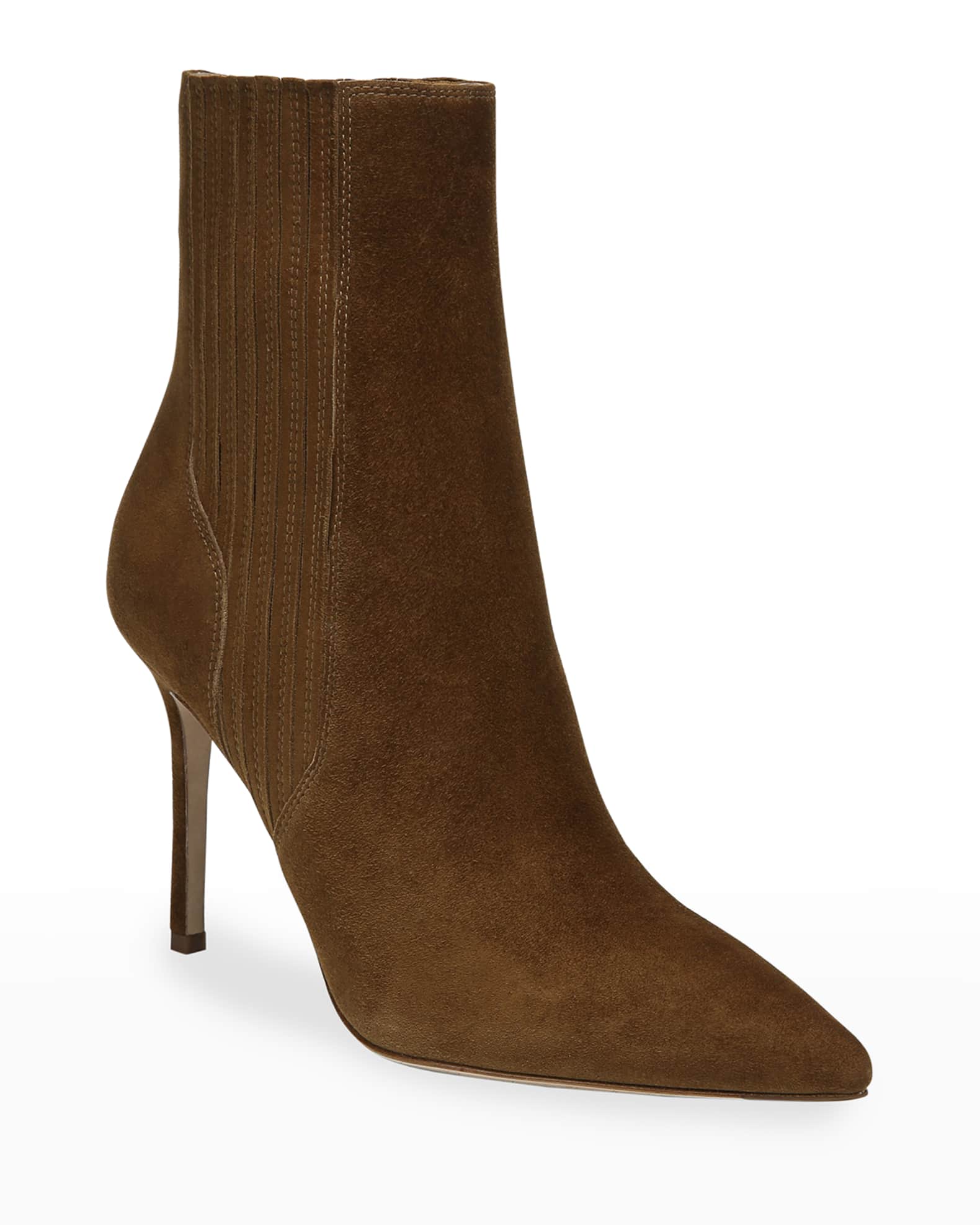 Lisa Suede Stiletto Ankle Booties 1