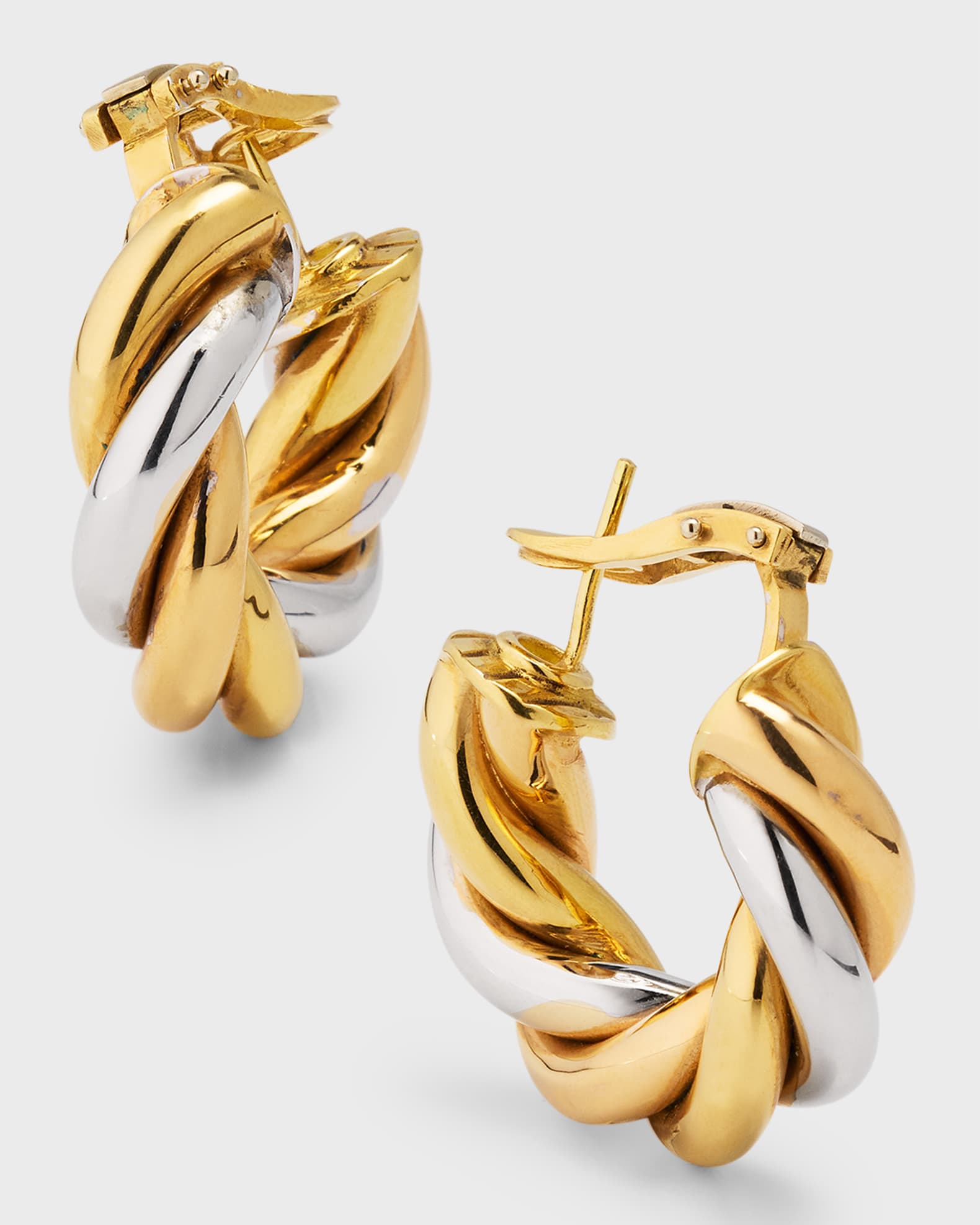 Hays Worthington 18K Tricolor Hoop Earrings Neiman Marcus