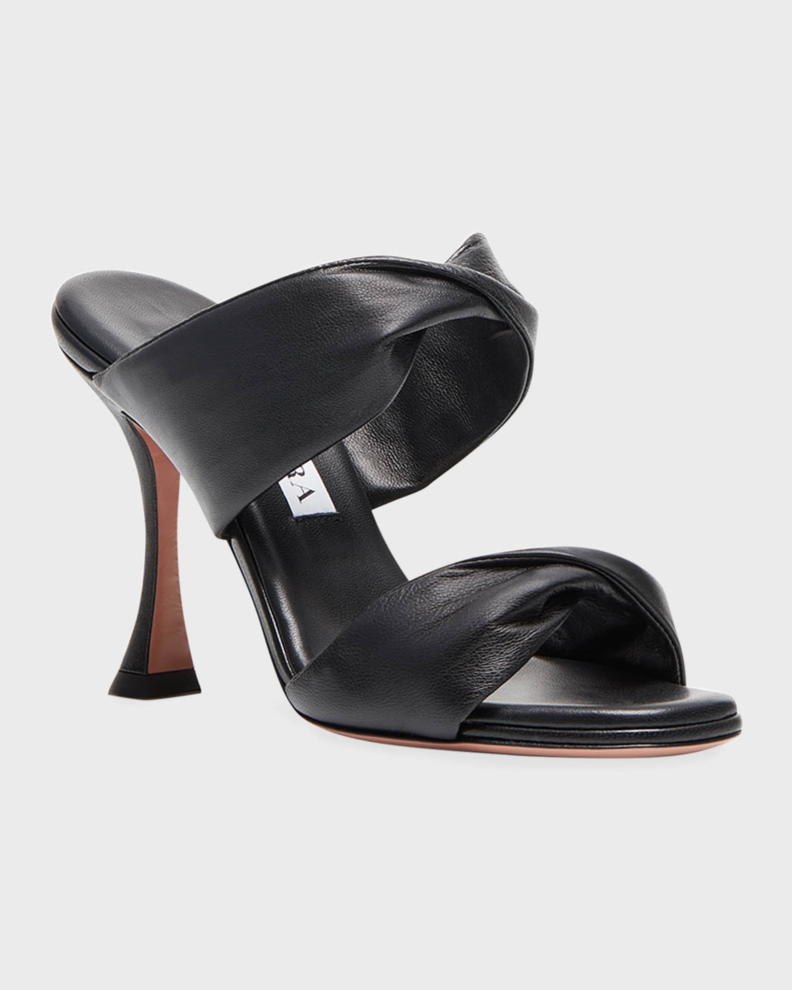 【Aquazzura】 Twistレザーサンダル Aquazzura Twist Napa Stiletto Slide Sandals | Neiman Marcus