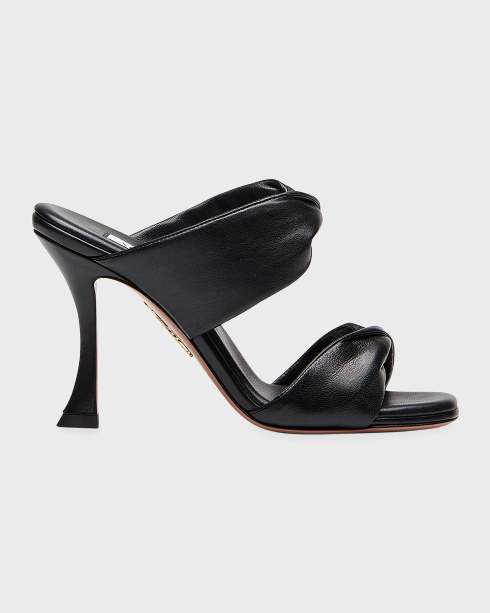 【Aquazzura】 Twistレザーサンダル Aquazzura Twist Napa Stiletto Slide Sandals | Neiman Marcus