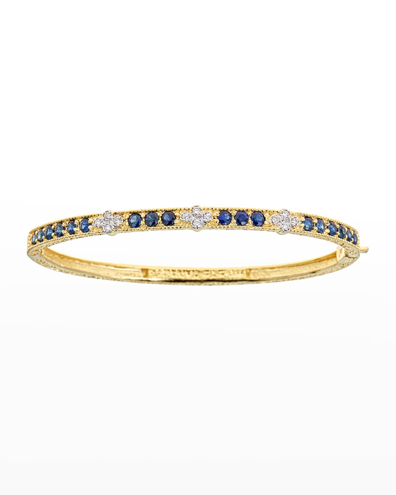 Yellow Gold Round Blue Sapphire and Diamond Bracelet 0