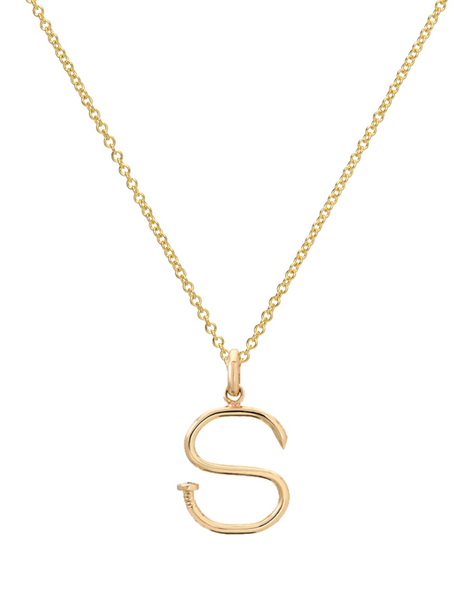 Zoe Lev Jewelry 14k Gold Small Nail Initial Necklace