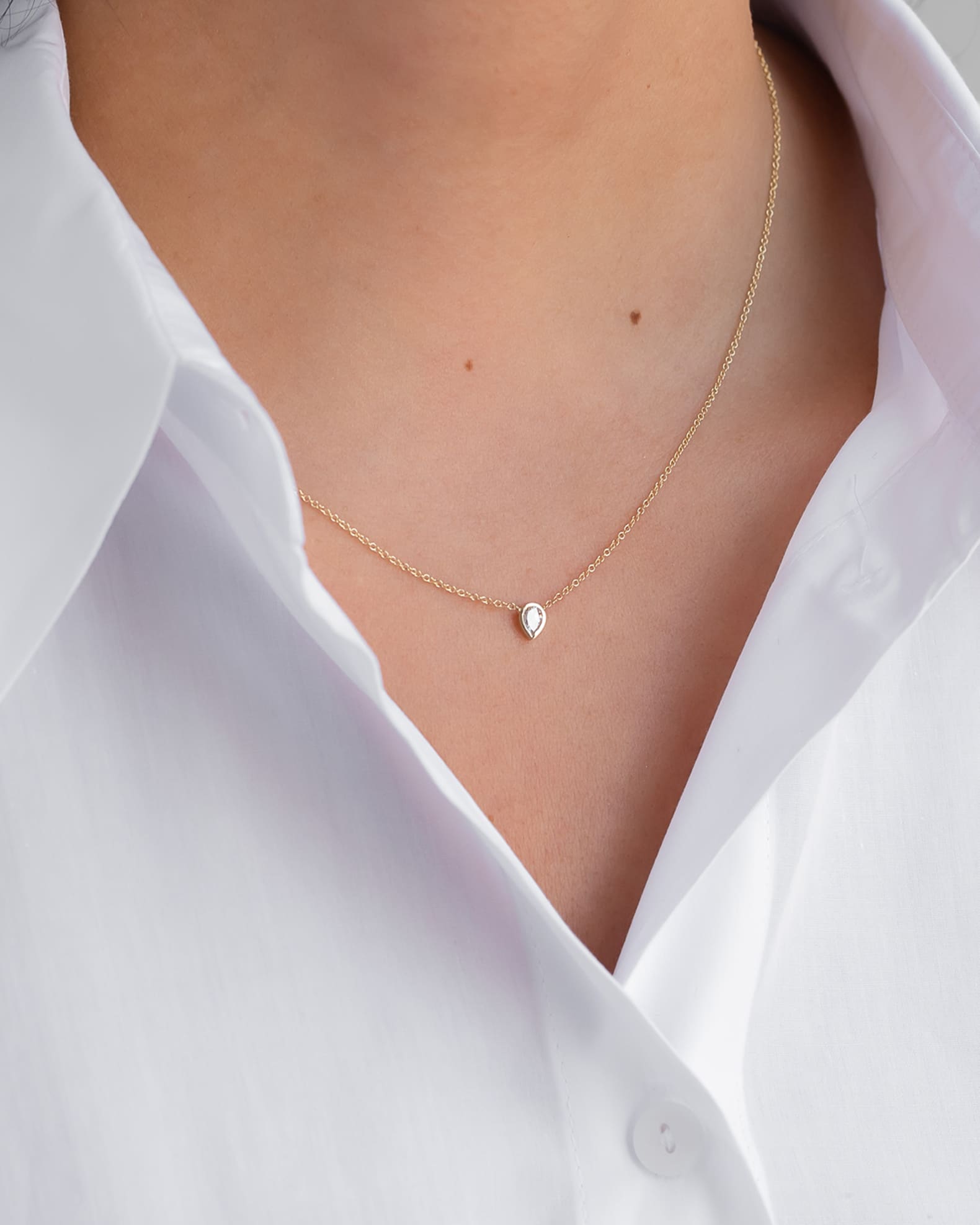 Zoe Lev Jewelry 14k Yellow Gold Pear Diamond Bezel Necklace Neiman Marcus