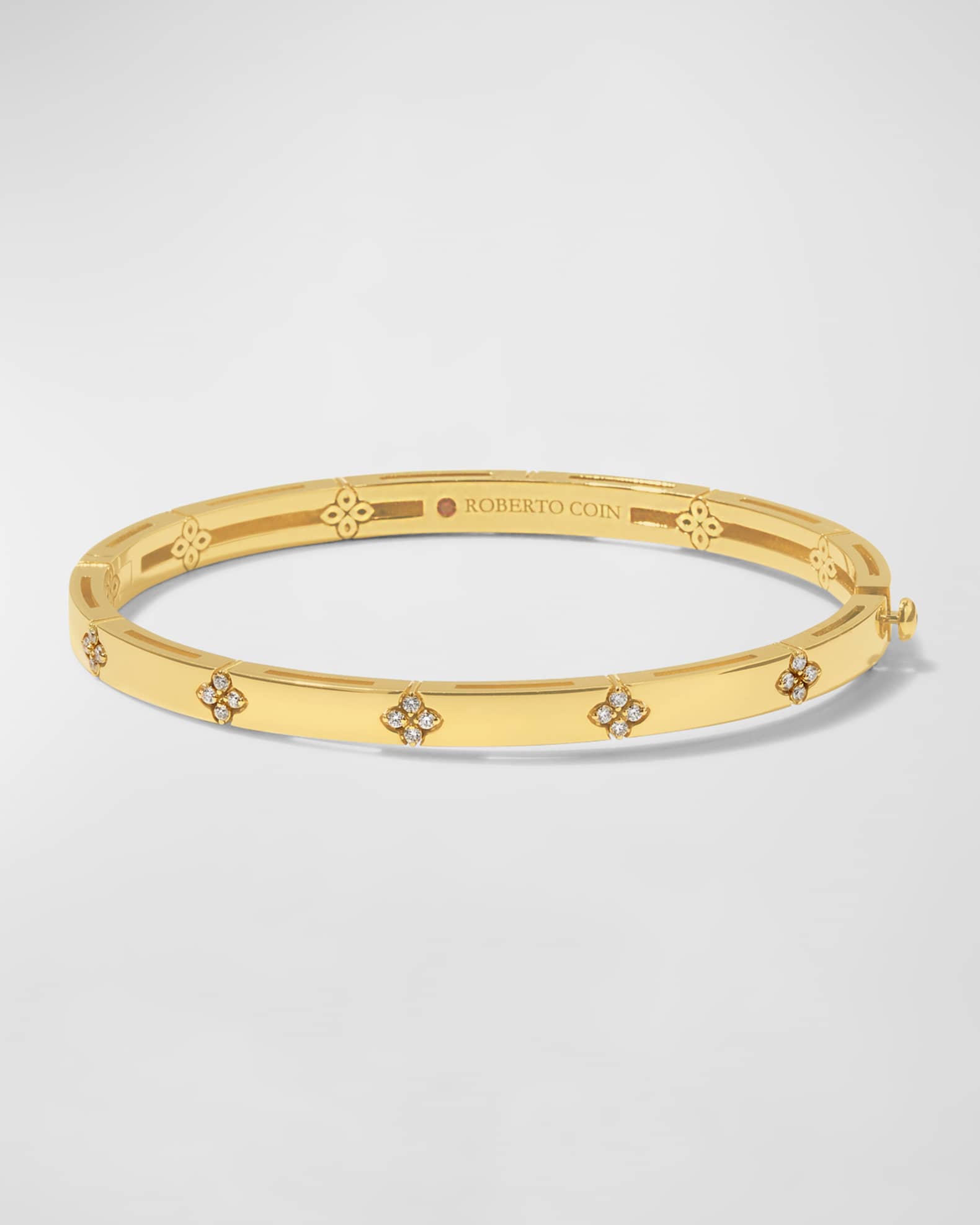 Roberto Coin 18K Rose Gold Love in Verona Diamond Flower Bangle Bracelet