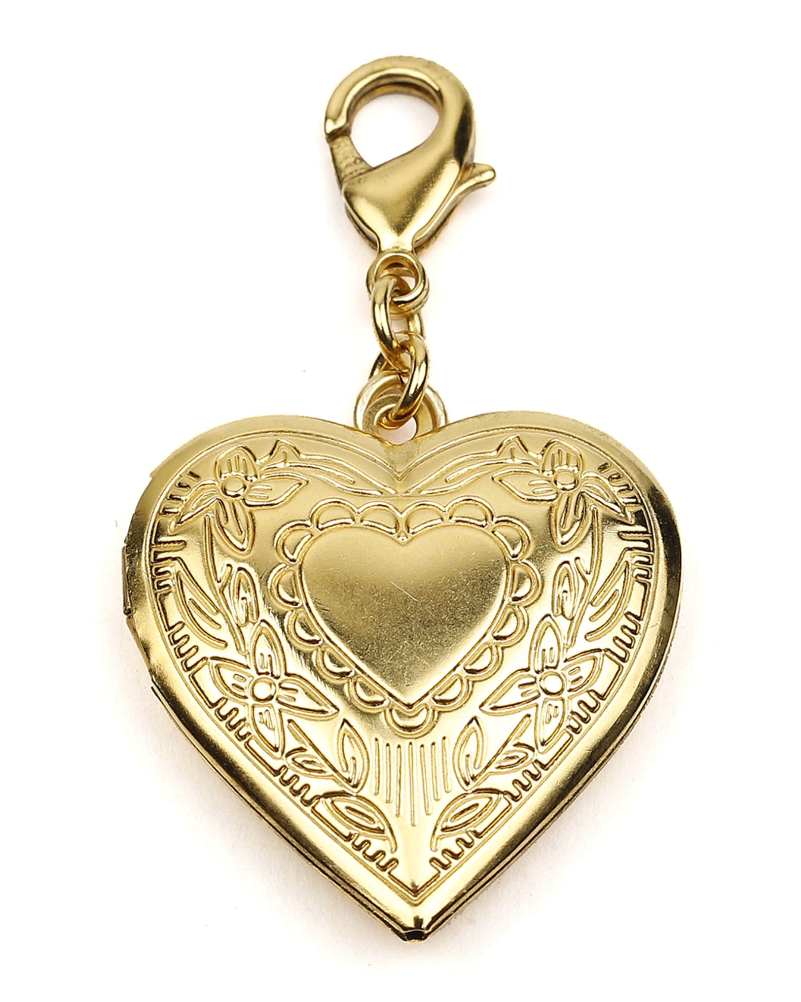 Heart Locket Charm w/ Floral Detail 0