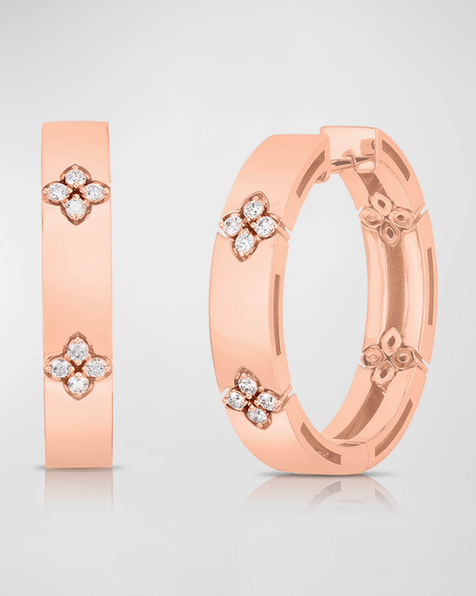 Roberto Coin Love in Verona 18k Rose Gold Diamond Huggie Earrings, 24mm