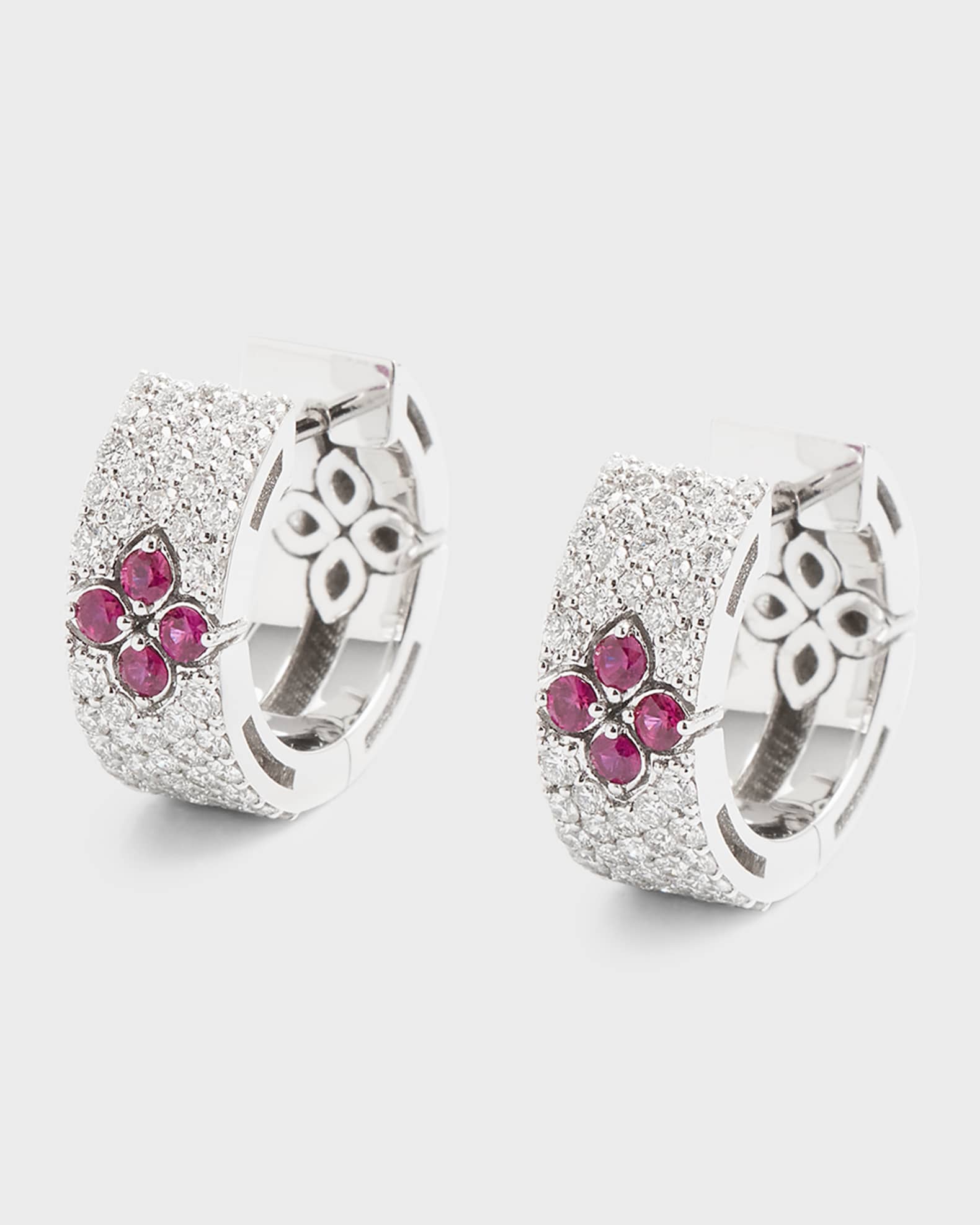 Roberto Coin 18k White Gold Love in Verona Diamond and Ruby Earrings