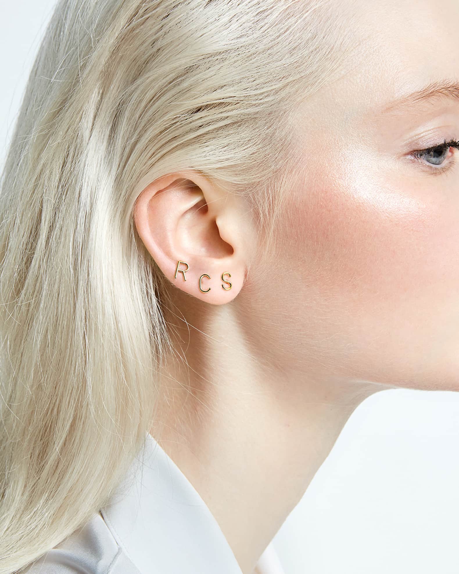 Amelia 14k Gold Initial Single Stud Earring 1