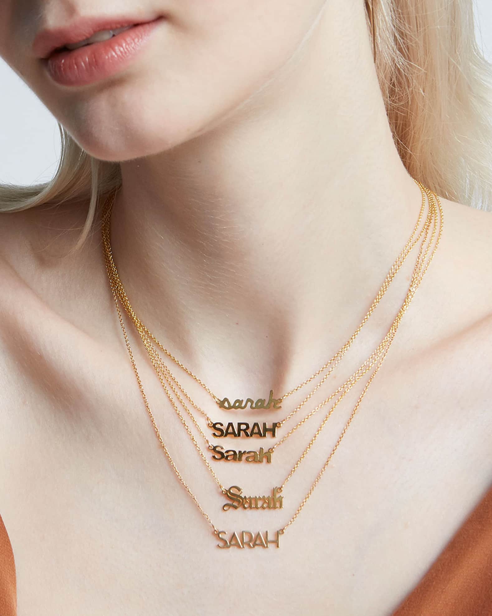 Sarah Chloe Ava 14k Gold Lowercase Name Necklace Neiman Marcus