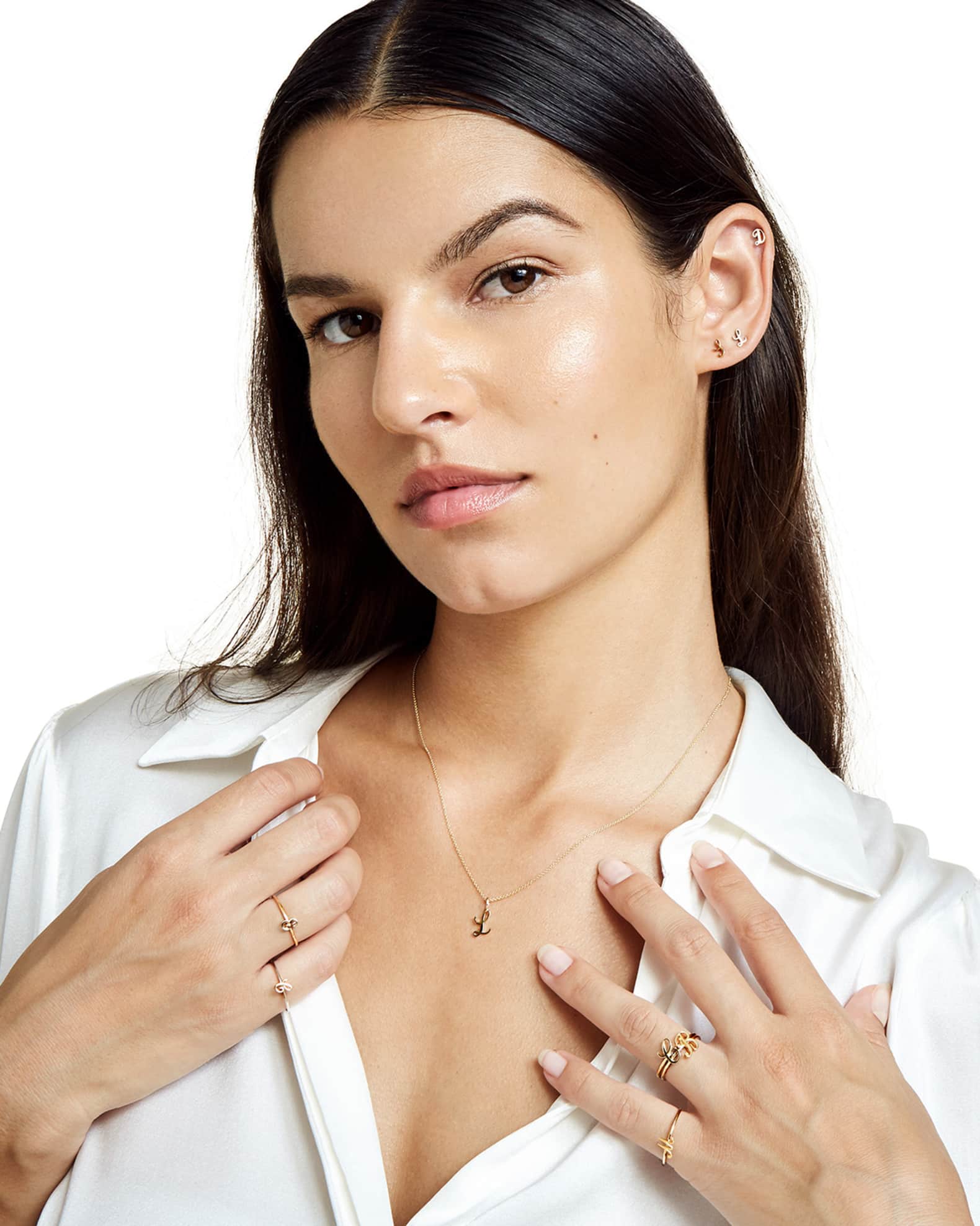 Amelia 14k Gold Script Initial Necklace 1