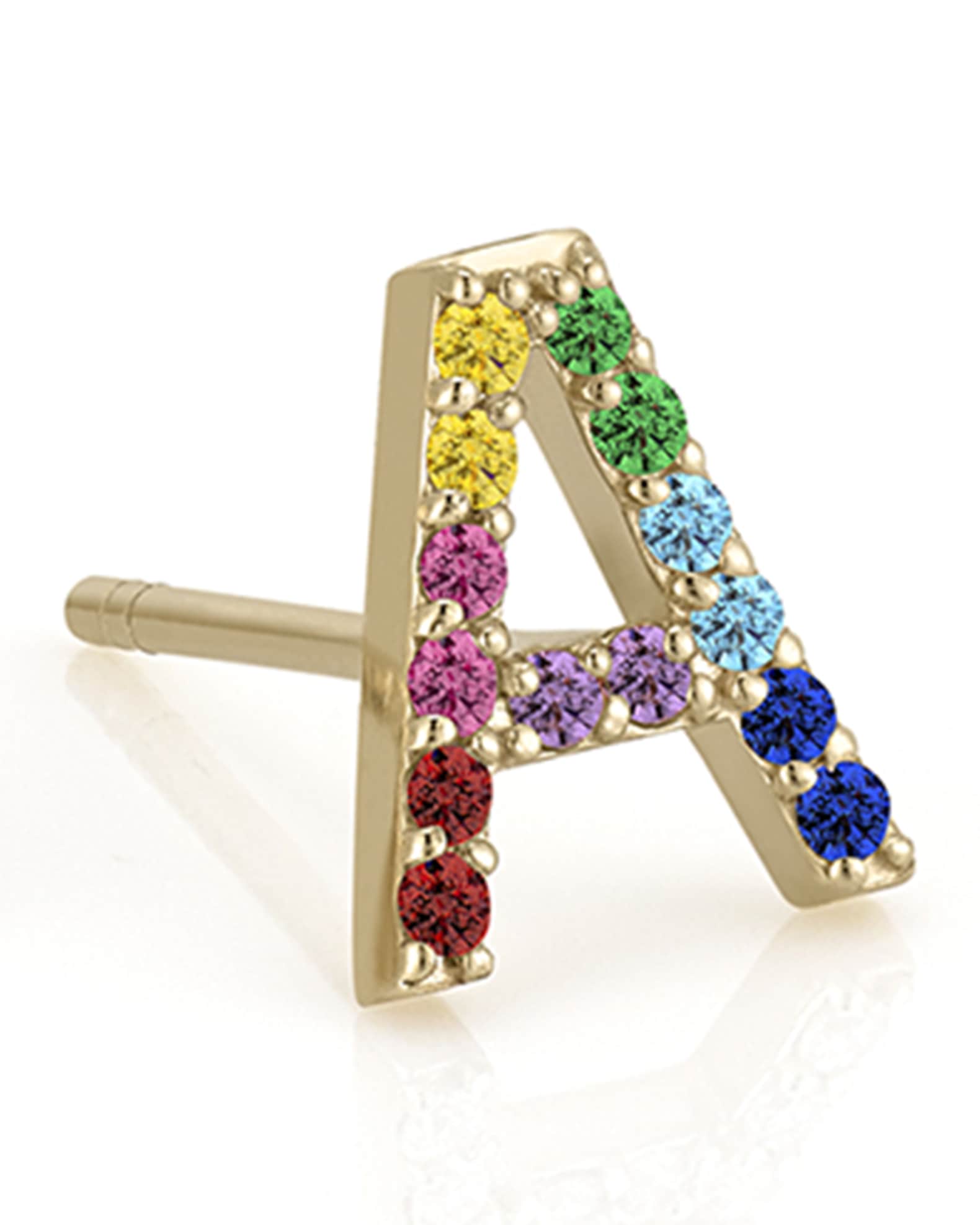Sarah Chloe Amelia 14k Gold Rainbow Single Stud Earring