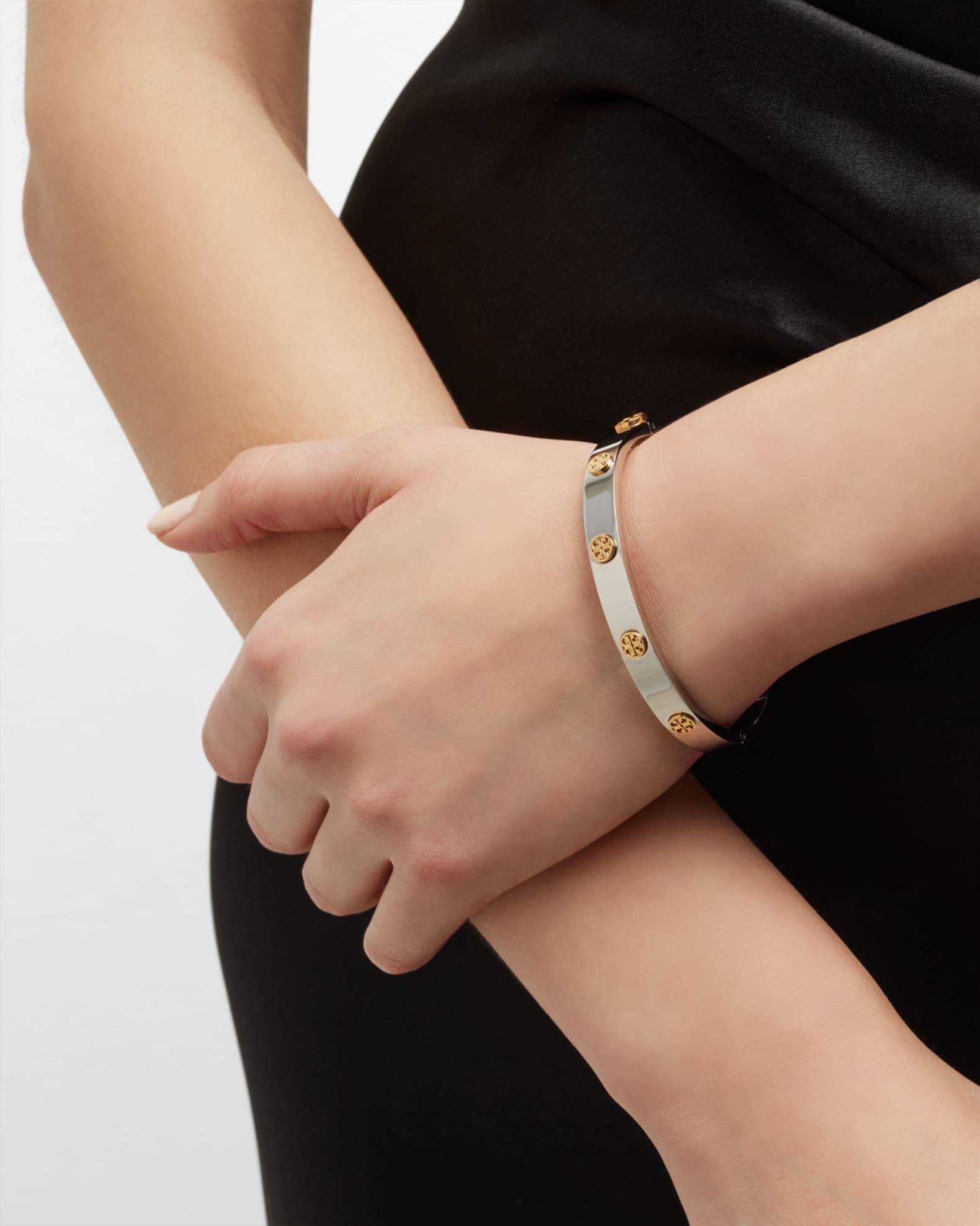 Tory burch logo stud hinge bracelet new arrivals