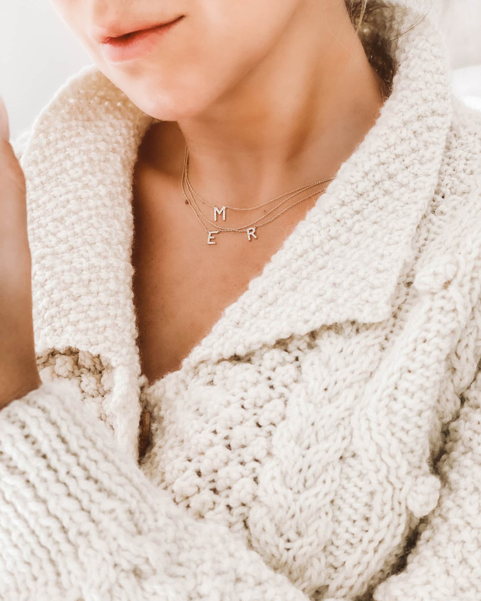 Amelia 14k Gold Initial Diamond Necklace 1