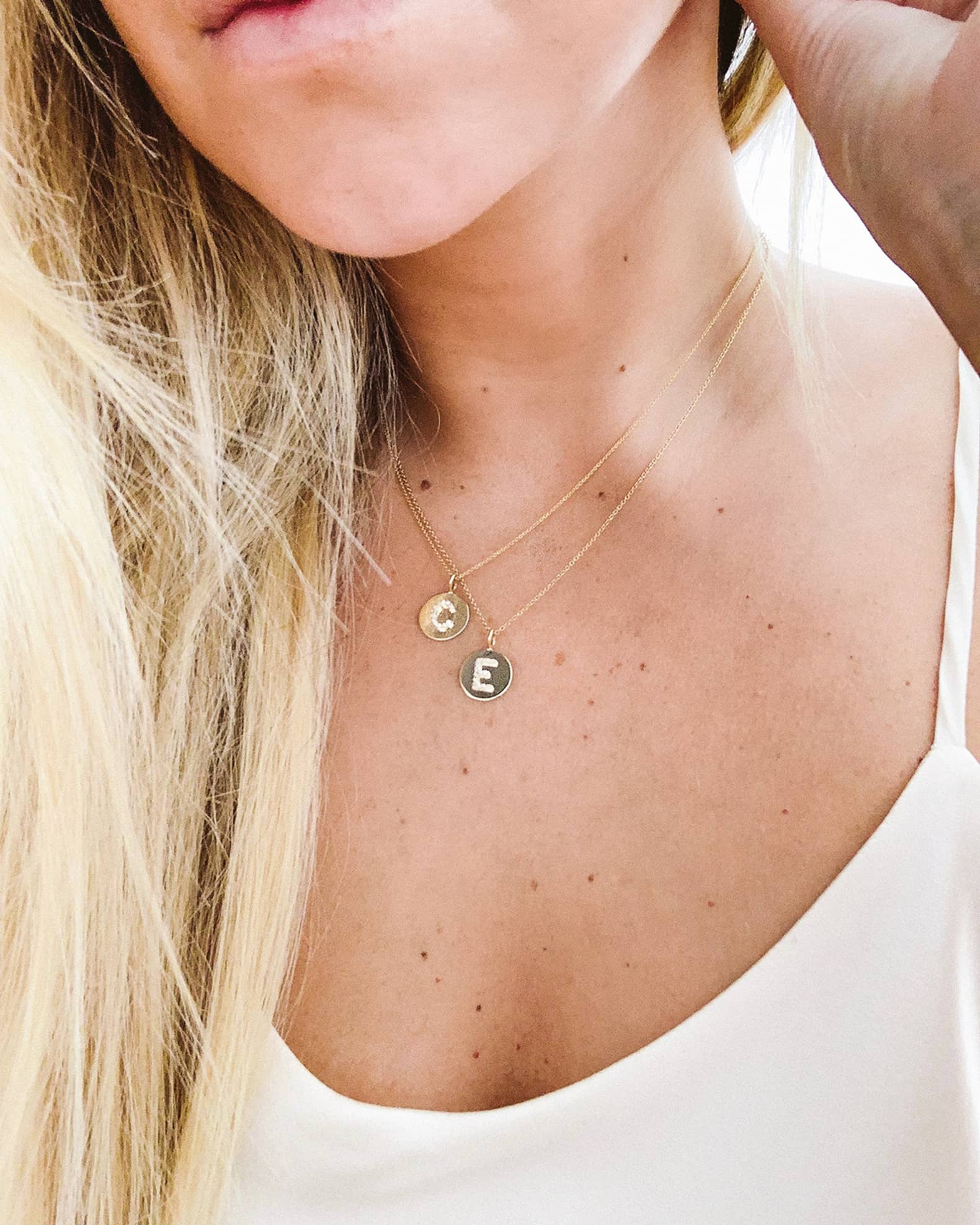 Sarah Chloe Kari 14K Gold Diamond Initial Medallion Necklace