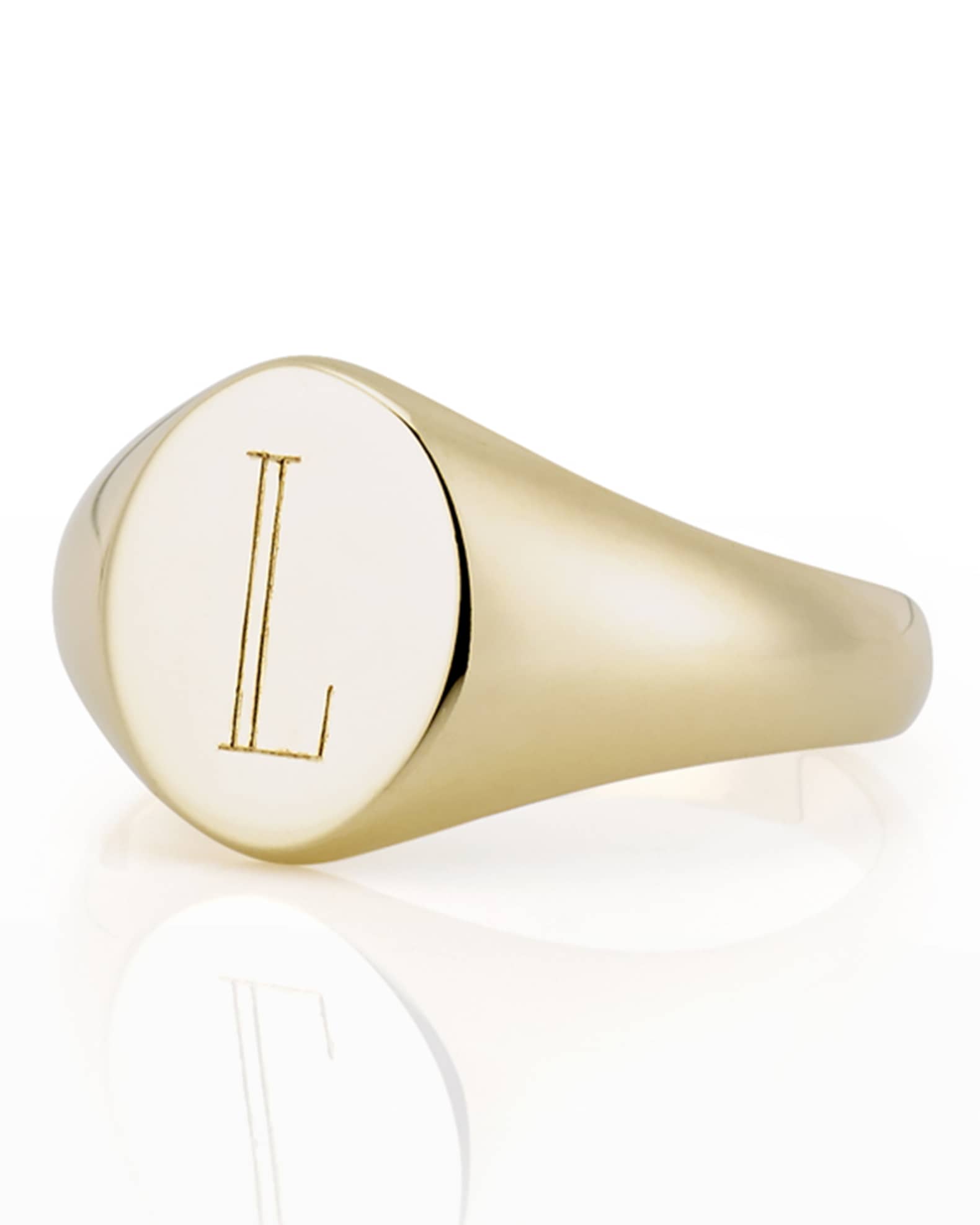 14K Gold Petite Initial Signet Ring, Size 3-9 0