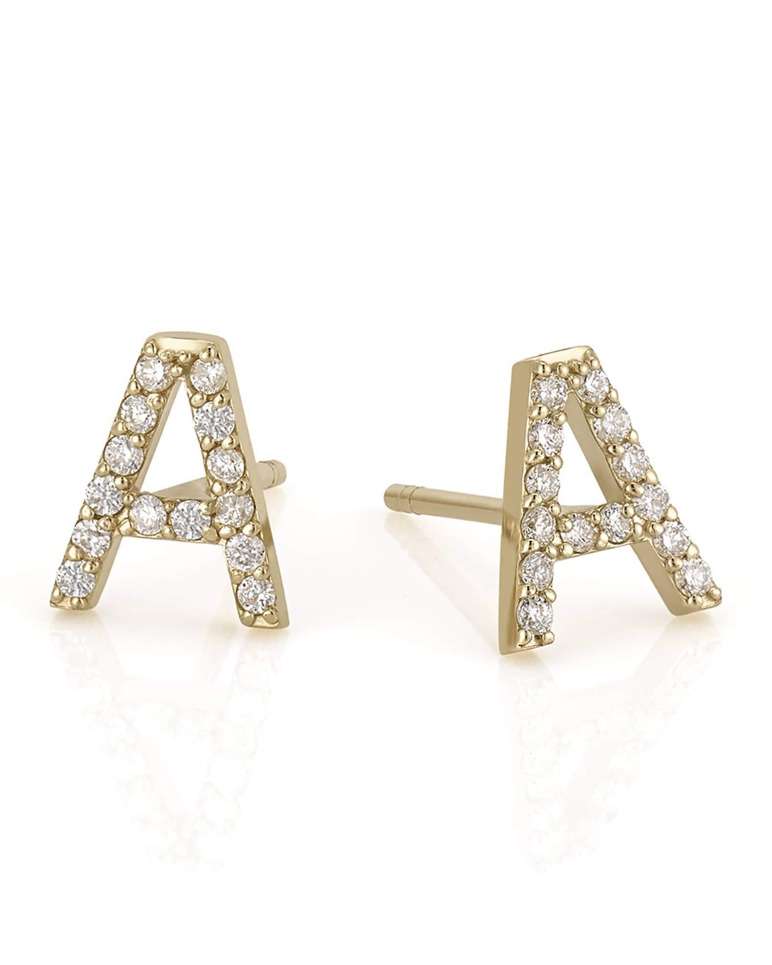 Sarah Chloe Amelia 14k Gold Diamond Initial Stud Earrings