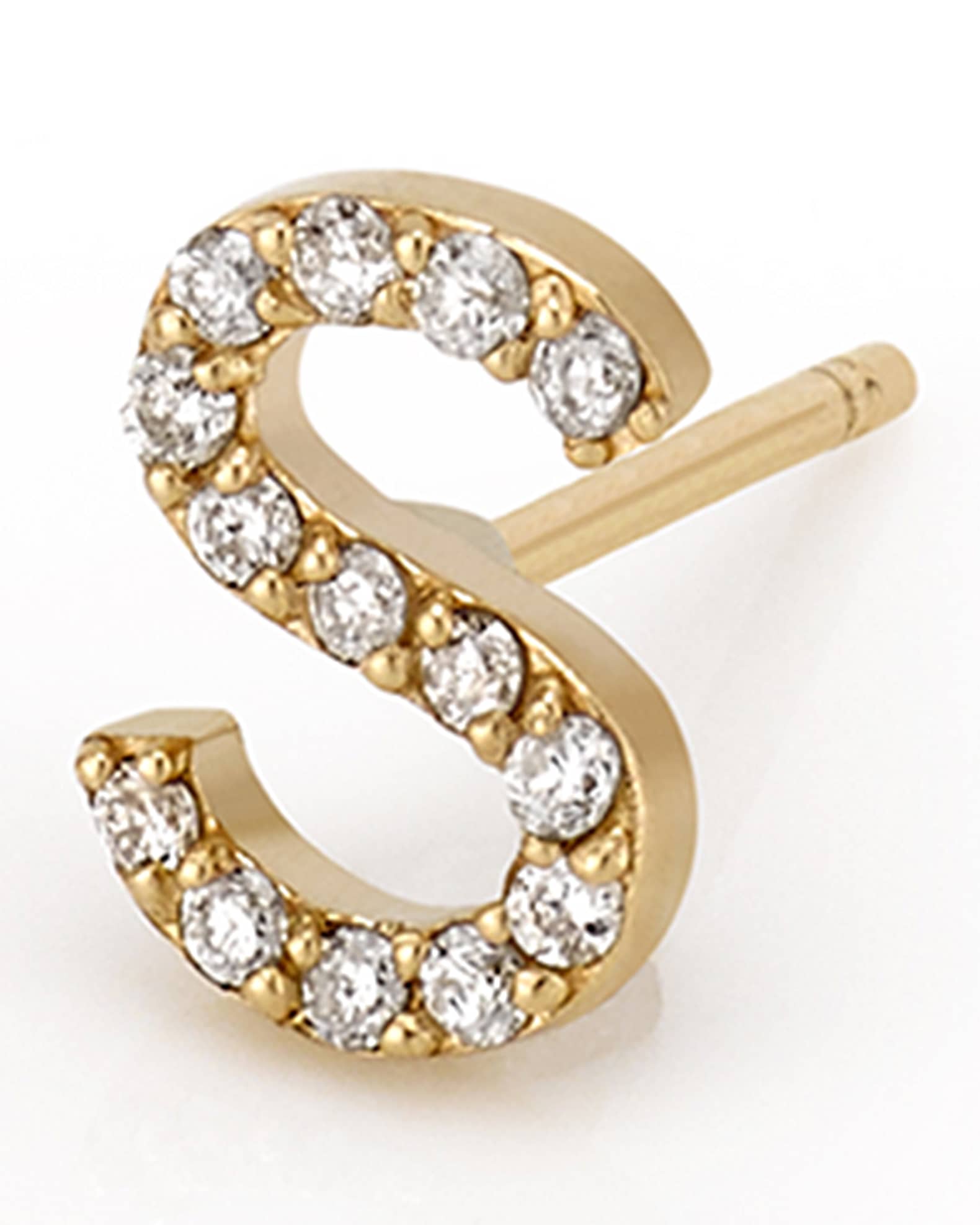 Amelia 14K Gold Diamond Stud Initial Earring, Single 0