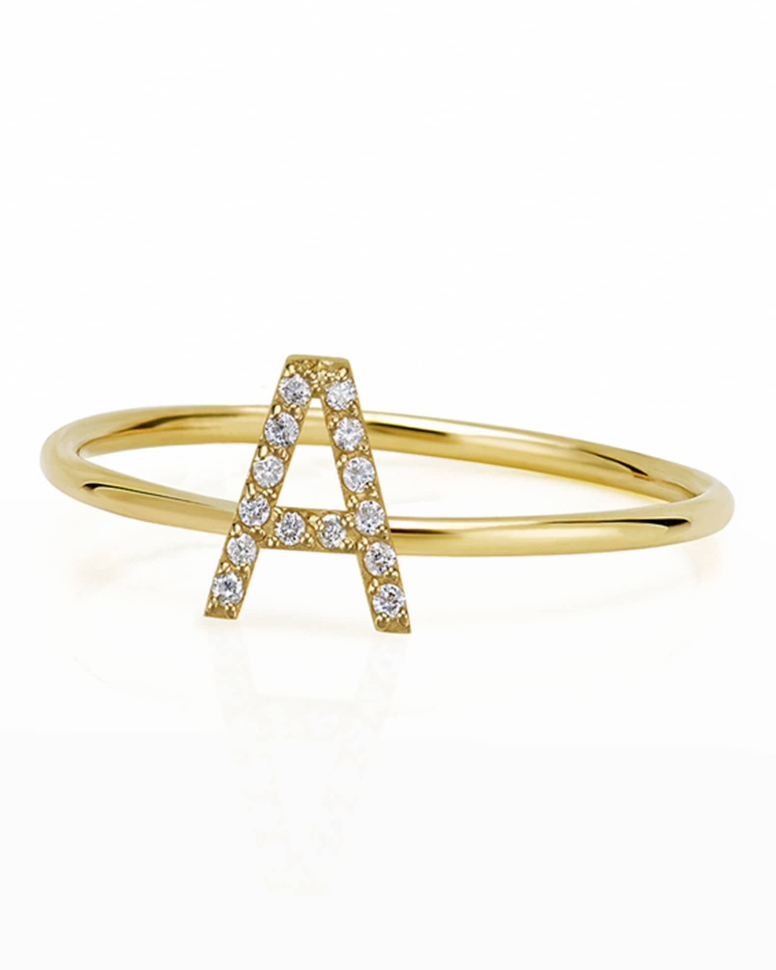 Amelia 14k Gold Diamond Stackable Initial Ring 0