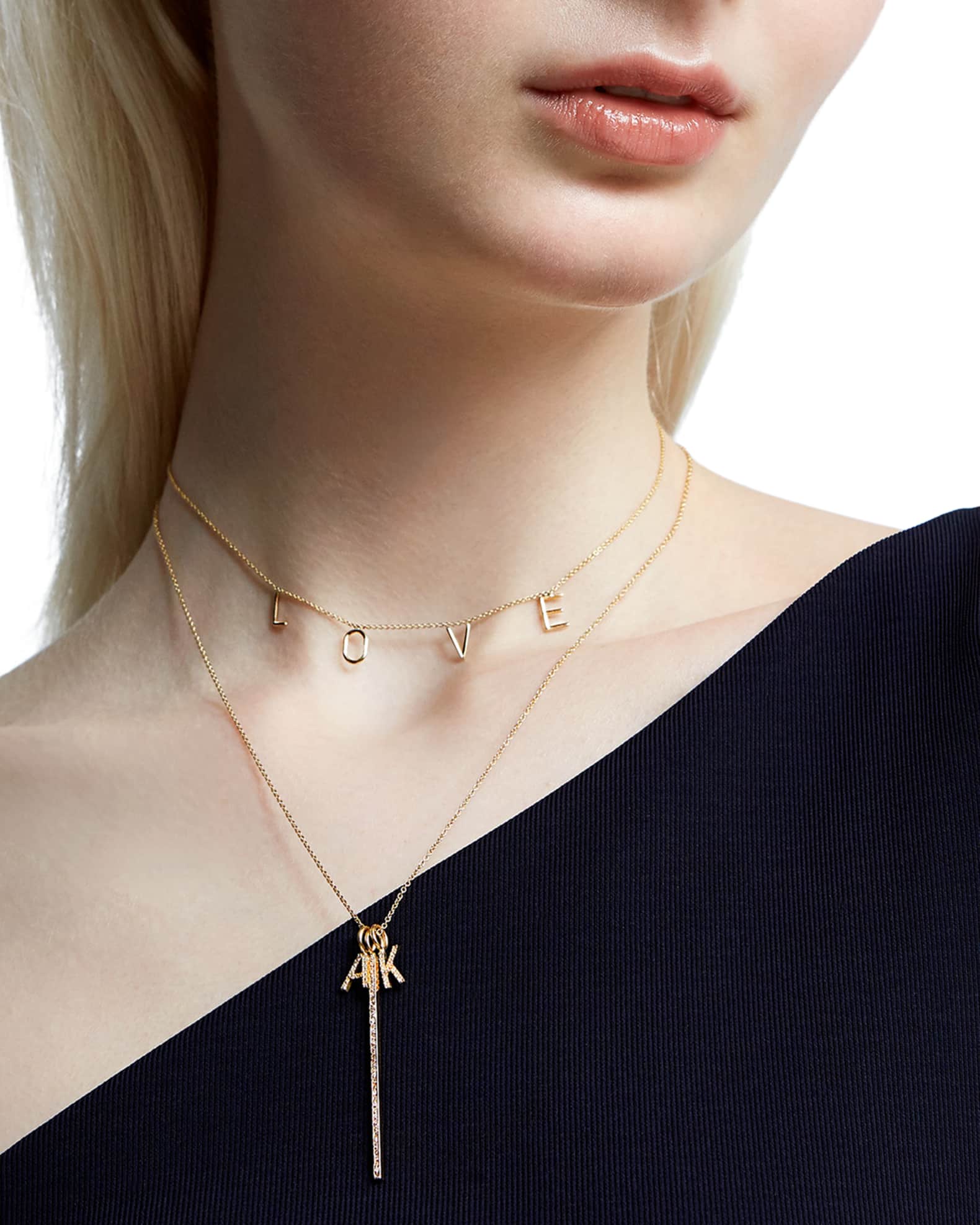 Sarah Chloe Amelia 14k Gold Initial Pendant Necklace Neiman Marcus
