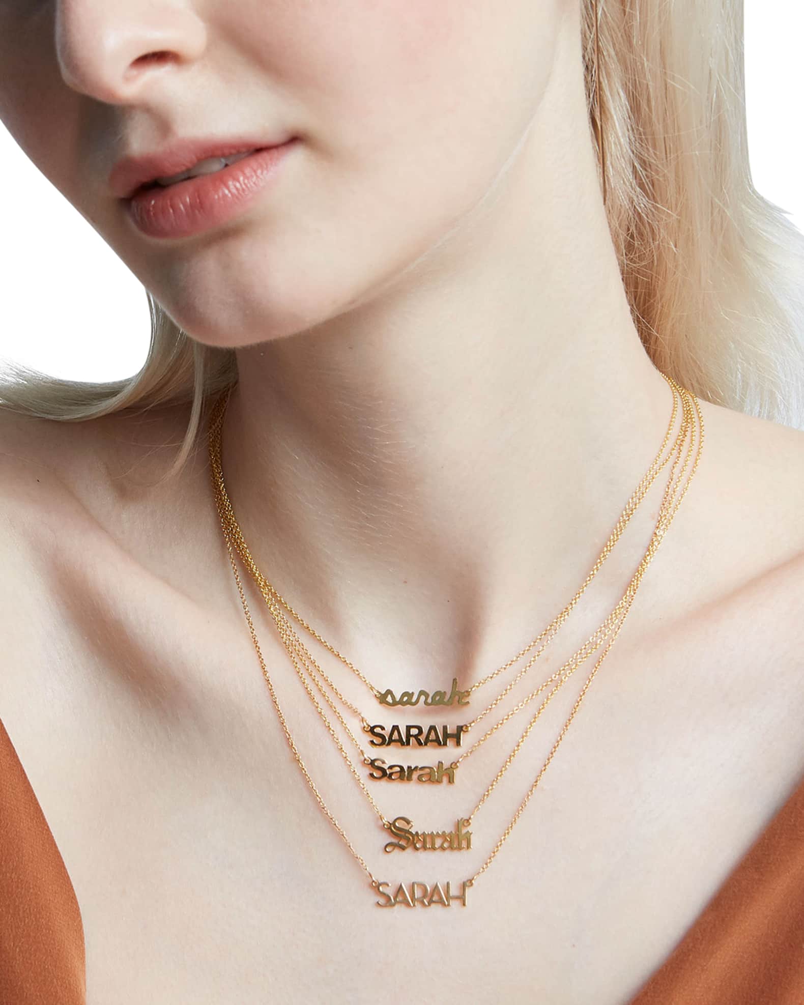 Sarah name necklace gold discount