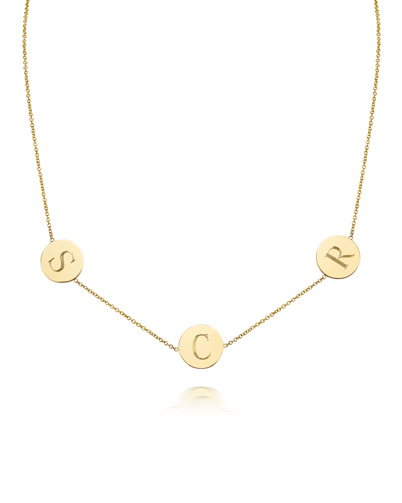 Sarah Chloe Cara 14K Gold 3-Disc Initial Necklace