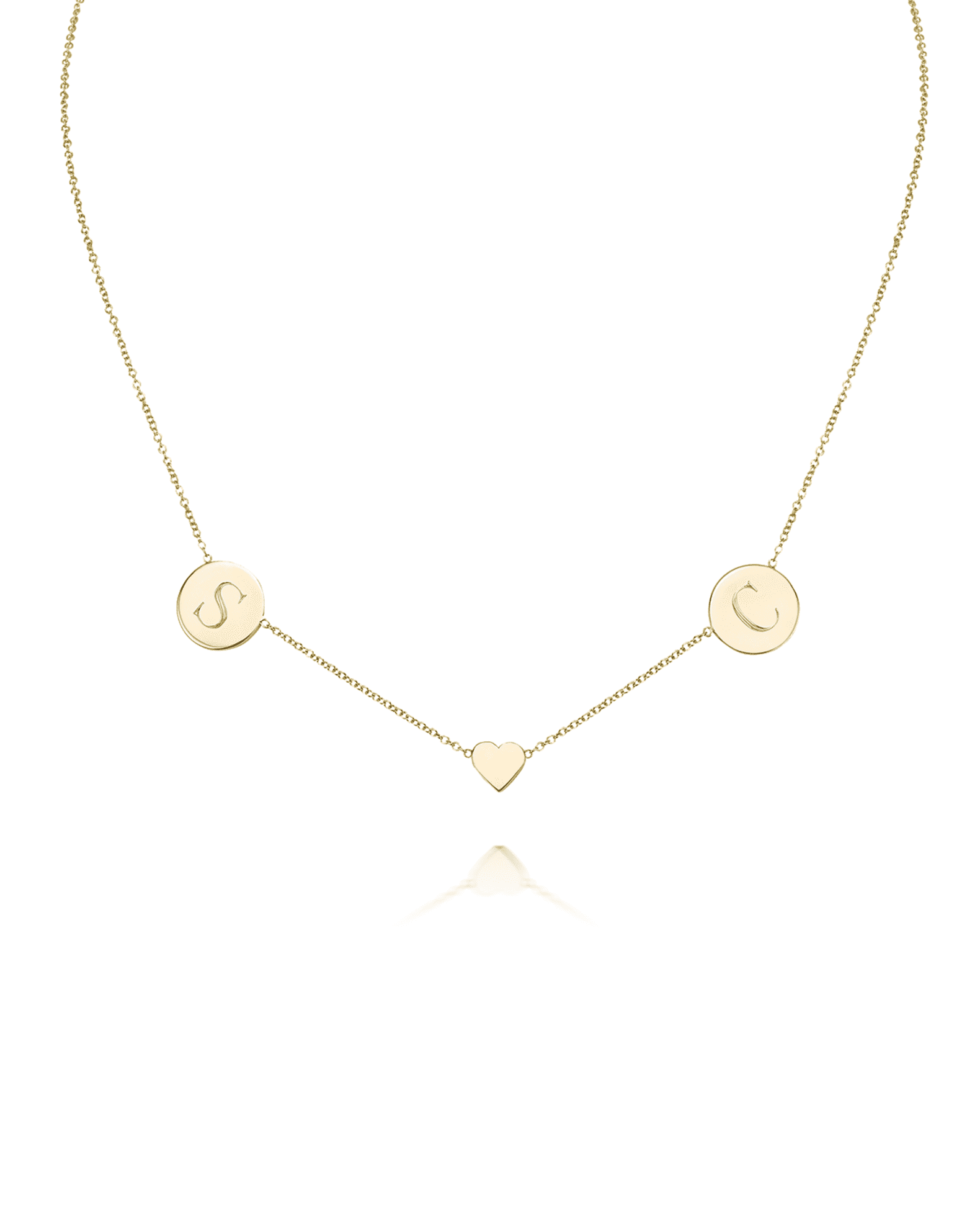 Cara Solid 14k Gold Heart & Disc Pendant Necklace 0