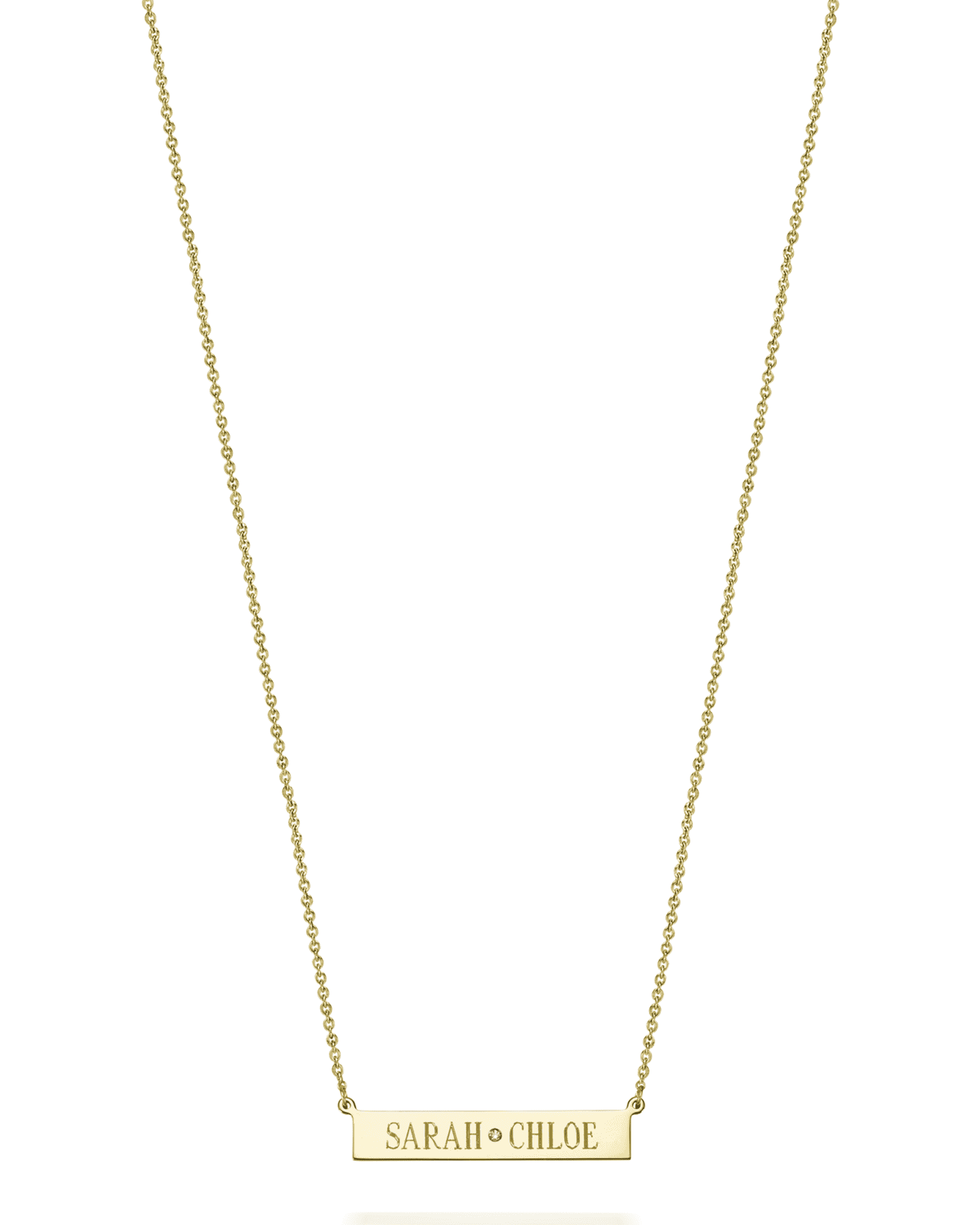 Sarah Chloe Leigh 14K Gold ID Center Diamond Necklace