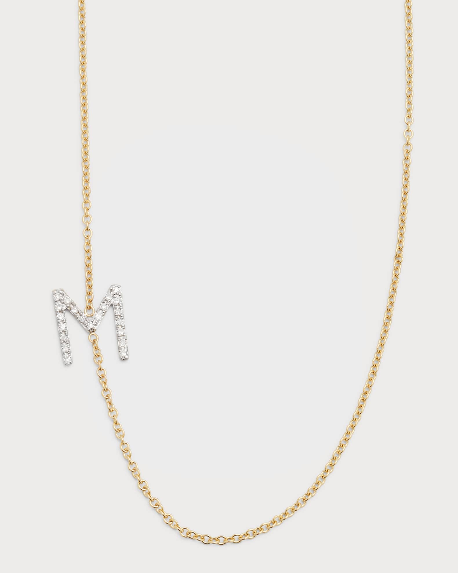 Diamond Asymmetrical Initial Necklace, M 0