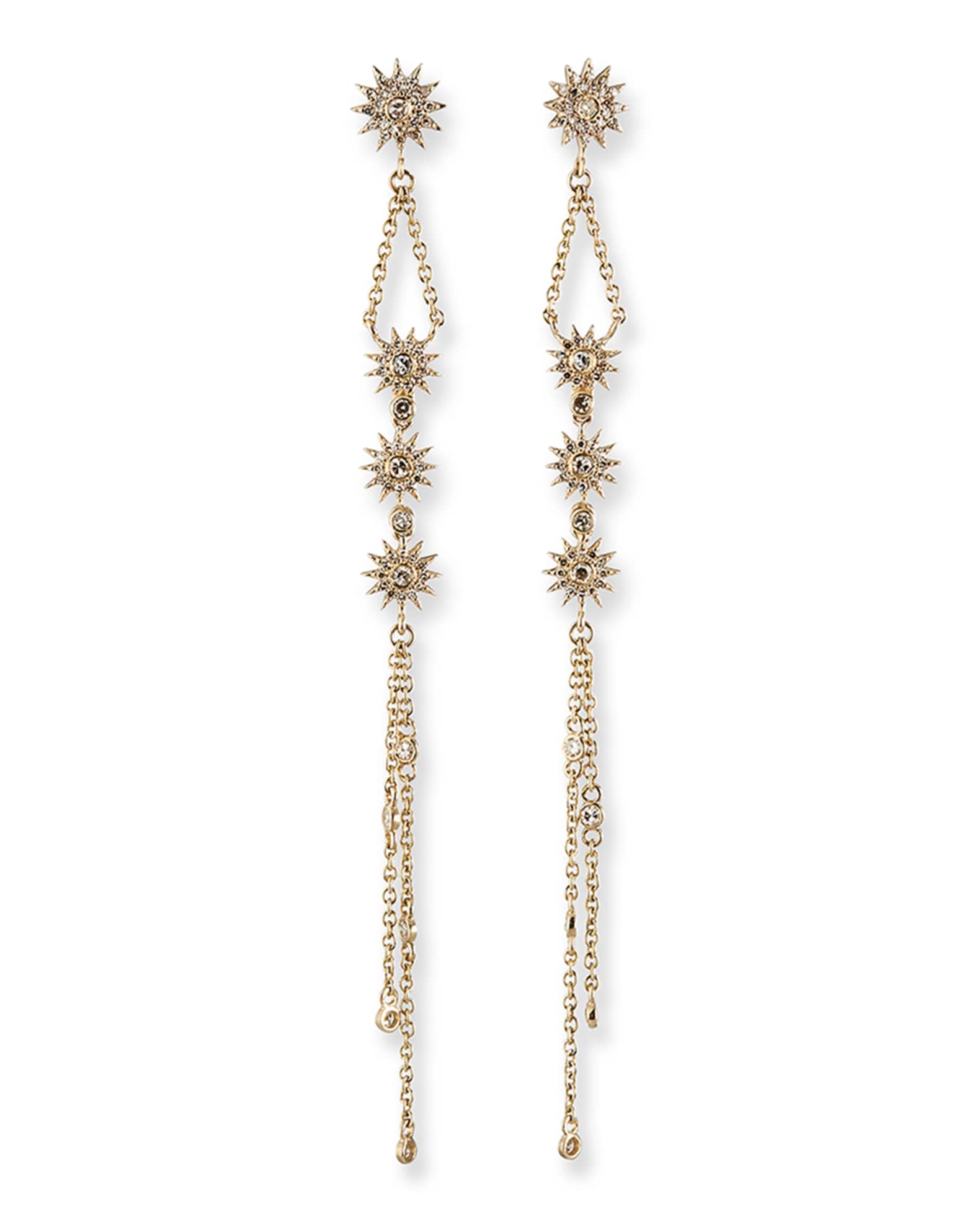 Siren 14k Gold Fringe Duster Star Earrings 0