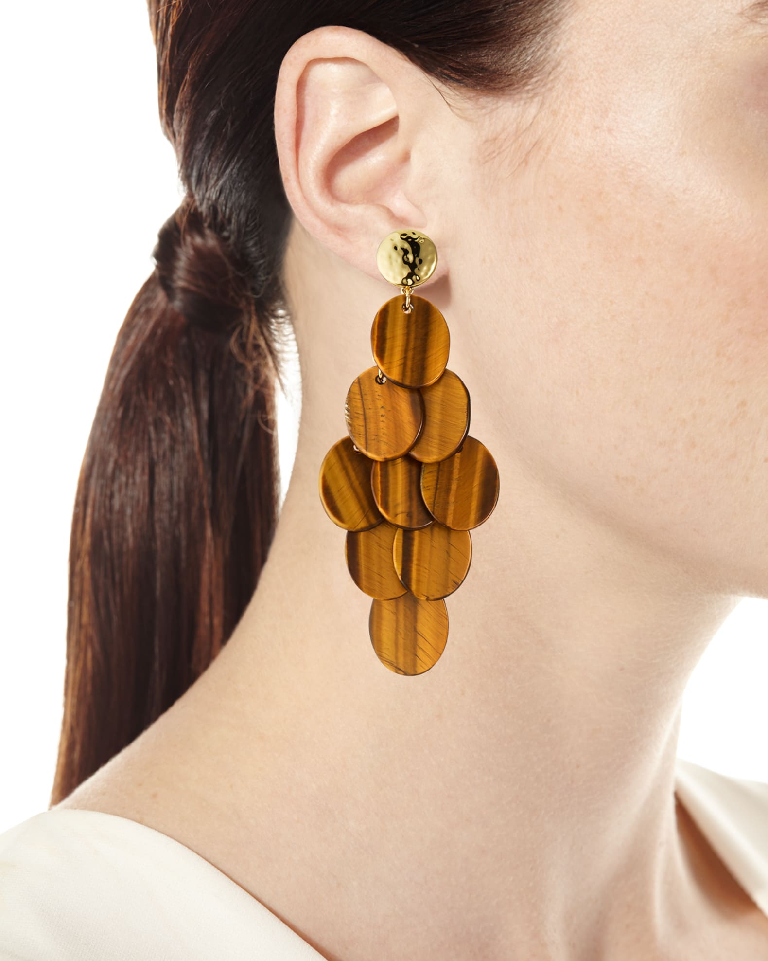 Tiger's Eye Cluster Statement Earrings 1
