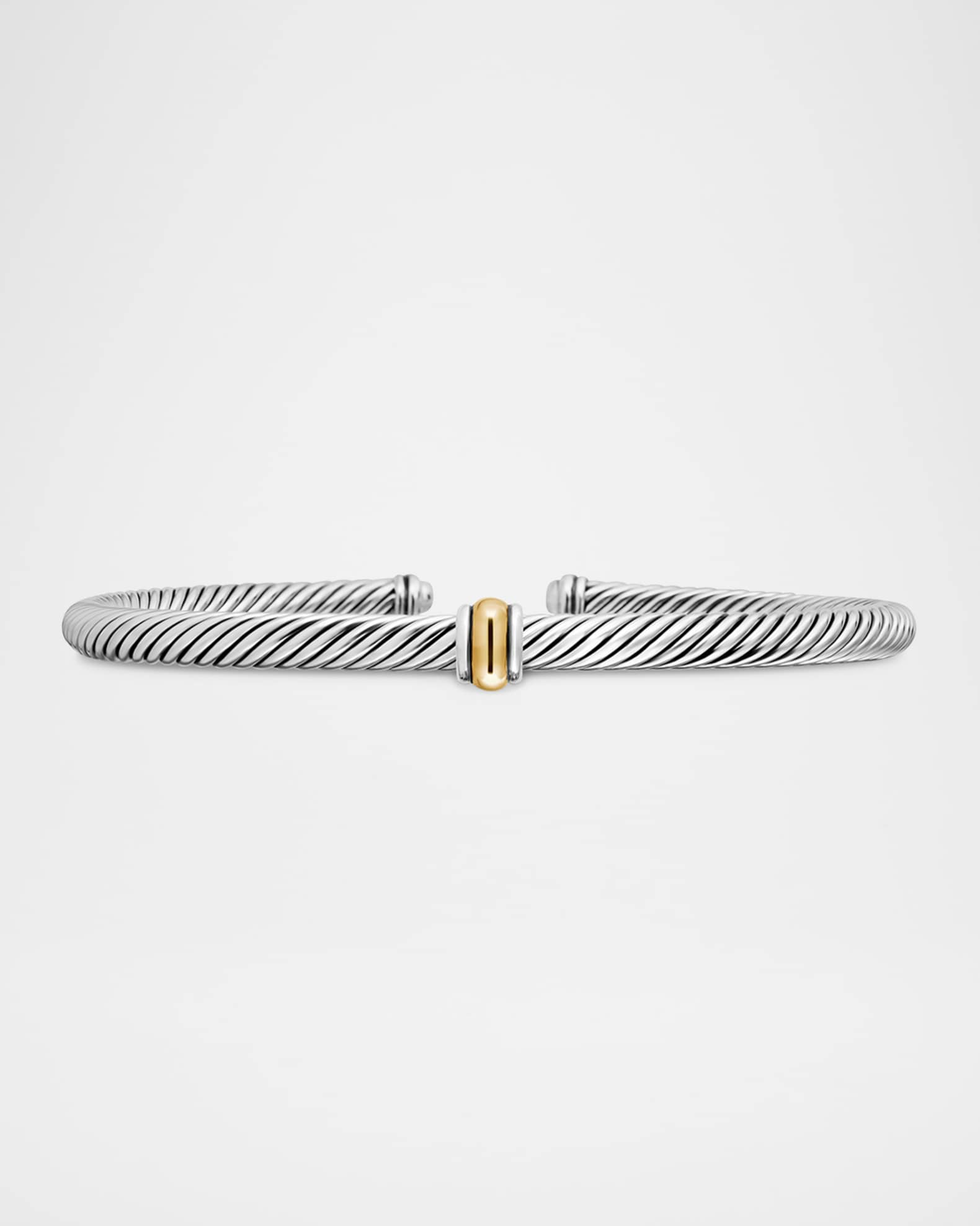 Cable Station Bracelet in Silver with 18K Gold, 4mm 0