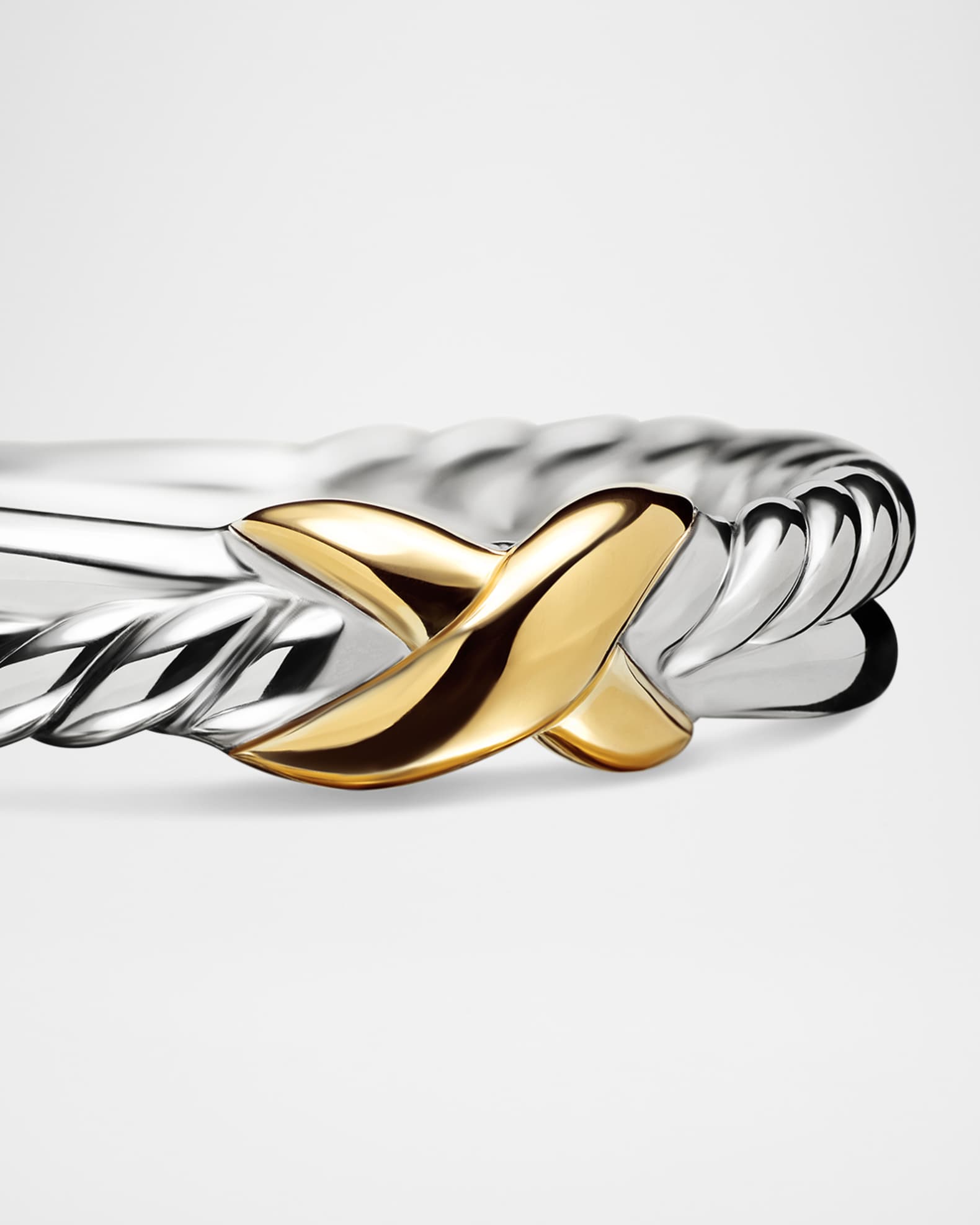 Petite X Ring in Silver with 18K Gold, 4mm