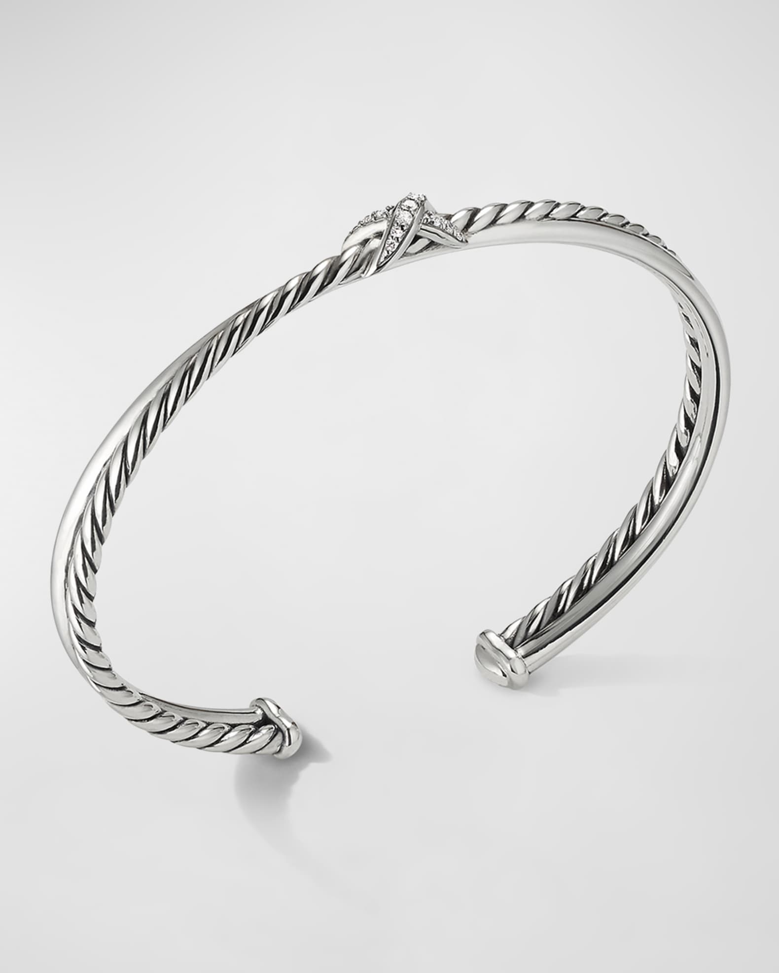 Petite X Center Station Bracelet with Pave Diamonds 0