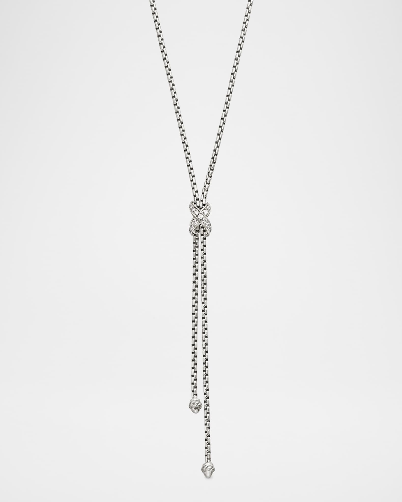 Petite X Lariat Y Necklace with Pave Diamonds 0