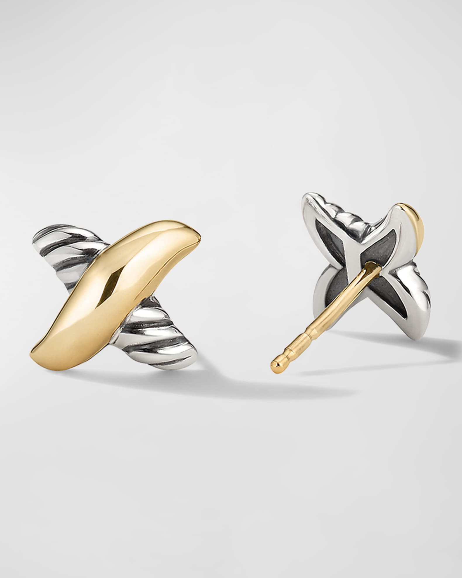 Petite X Stud Earrings in Silver & Gold 1