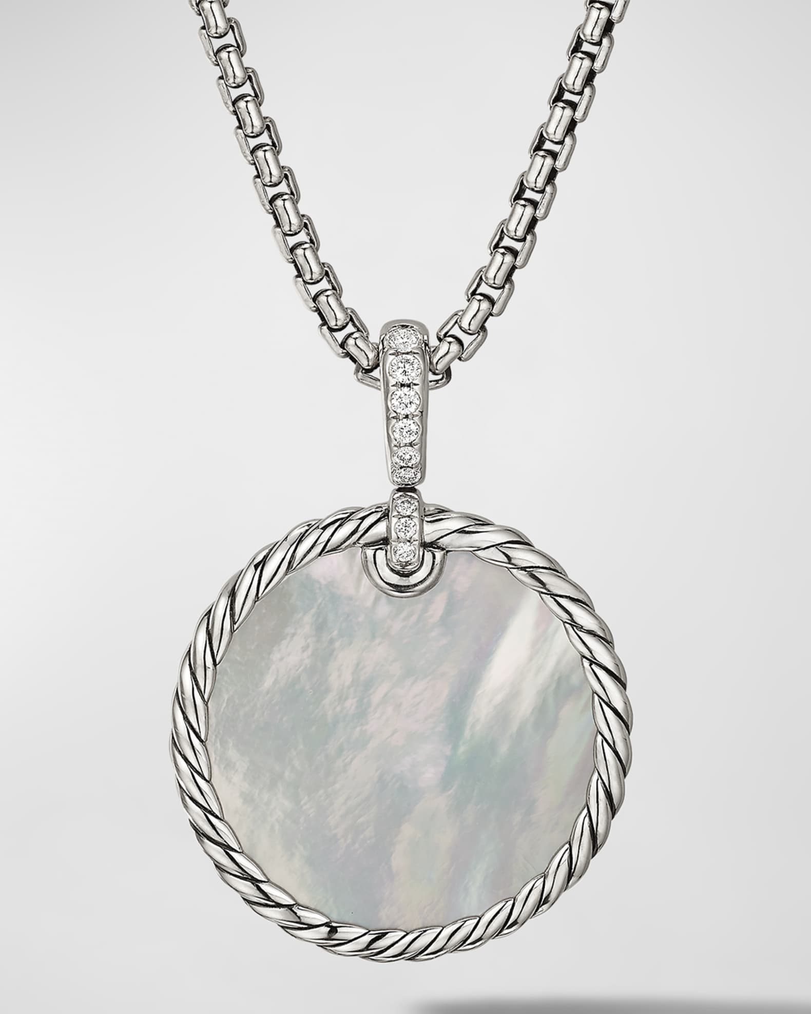 DY Elements Disc Pendant with Black Onyx and Mother-of-Pearl and Pave Diamonds, 24mm 1