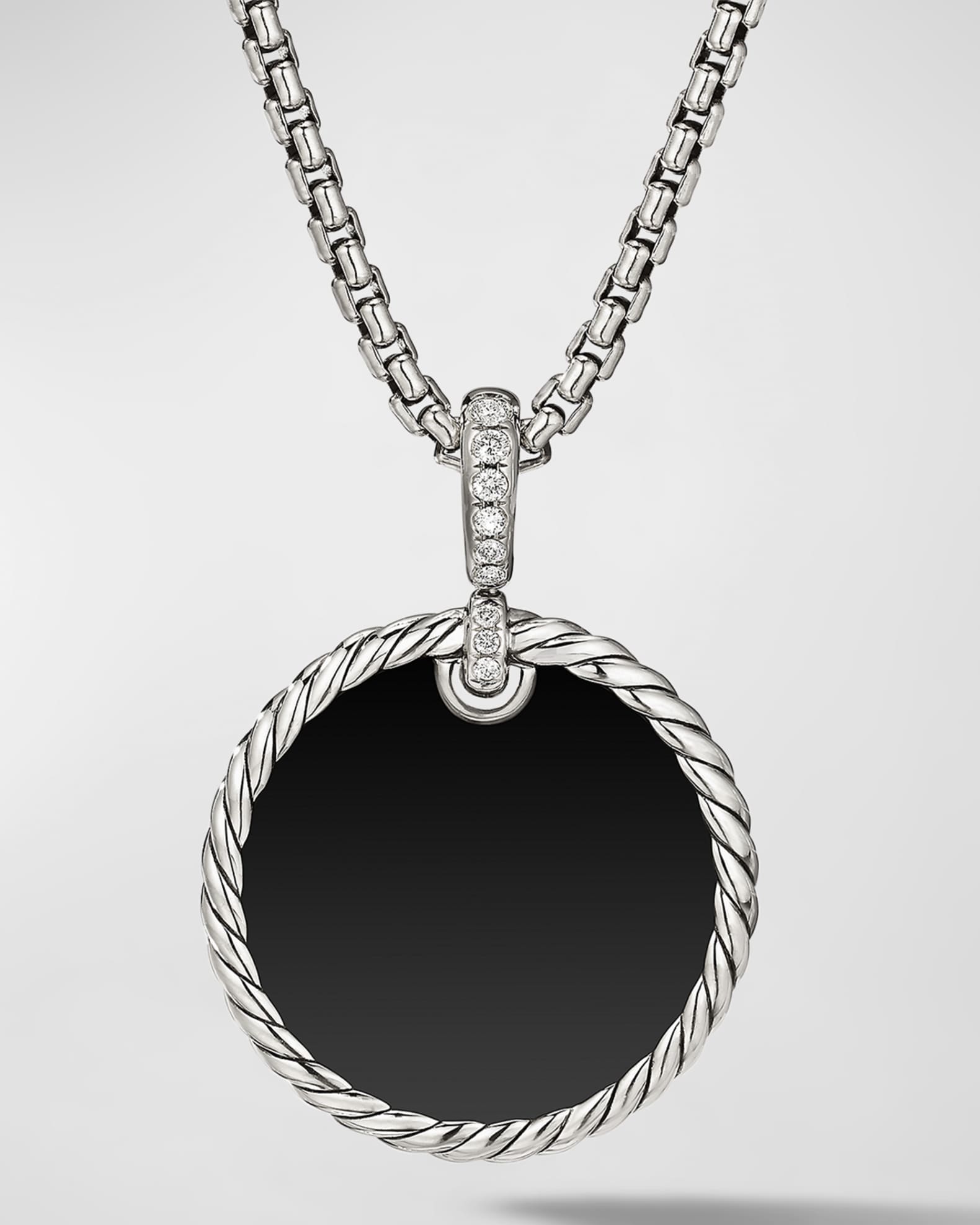 DY Elements Disc Pendant with Black Onyx and Mother-of-Pearl and Pave Diamonds, 24mm 0