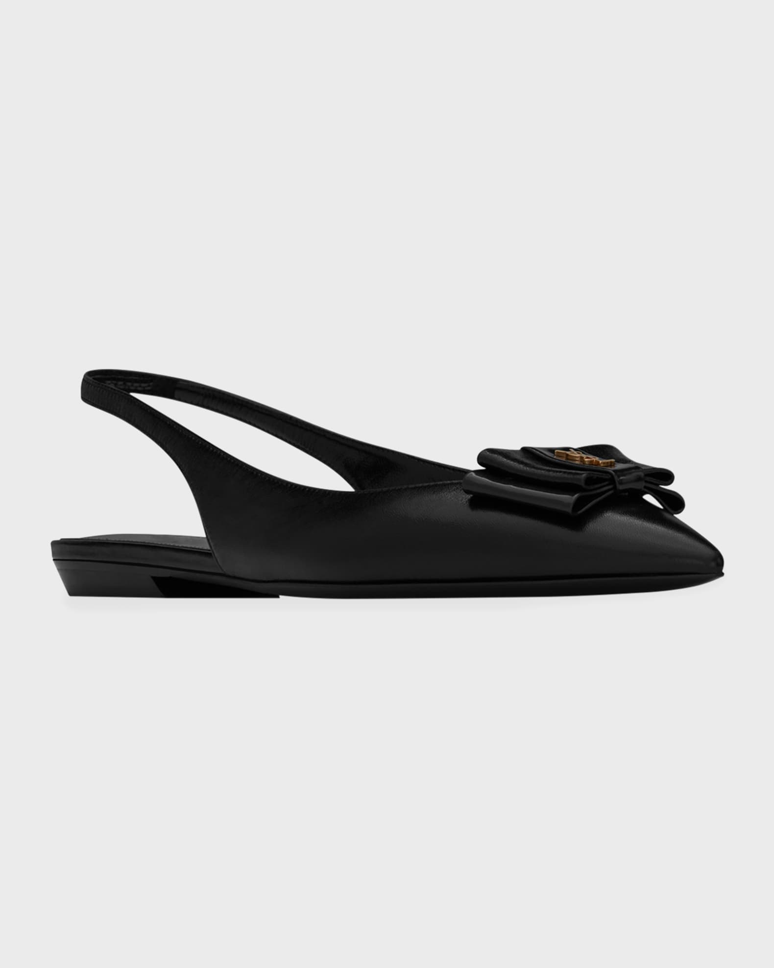 Saint Laurent Anais YSL Bow Slingback Flats | Neiman Marcus