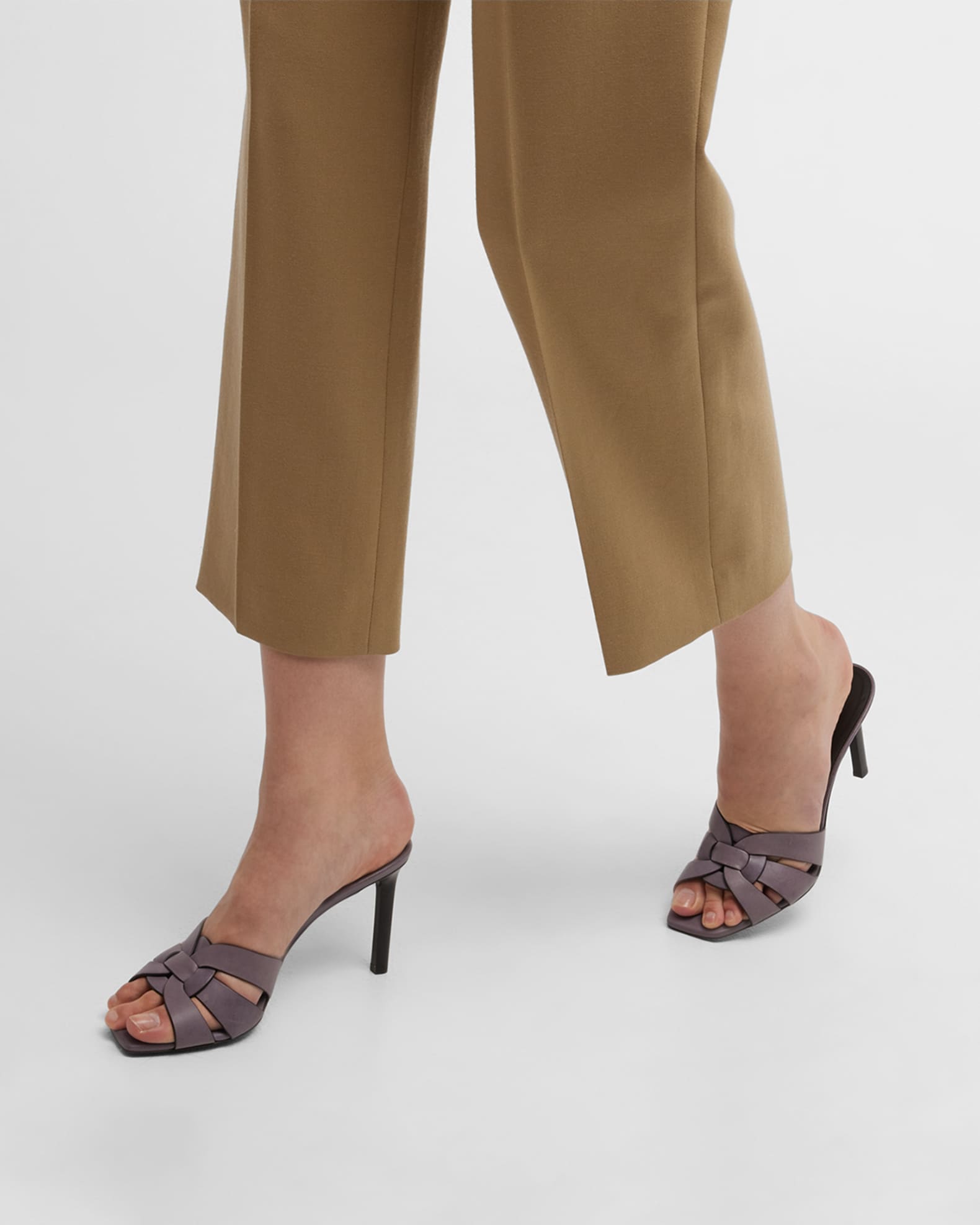 Saint Laurent Tribute Woven Calfskin Stiletto Sandals Neiman Marcus