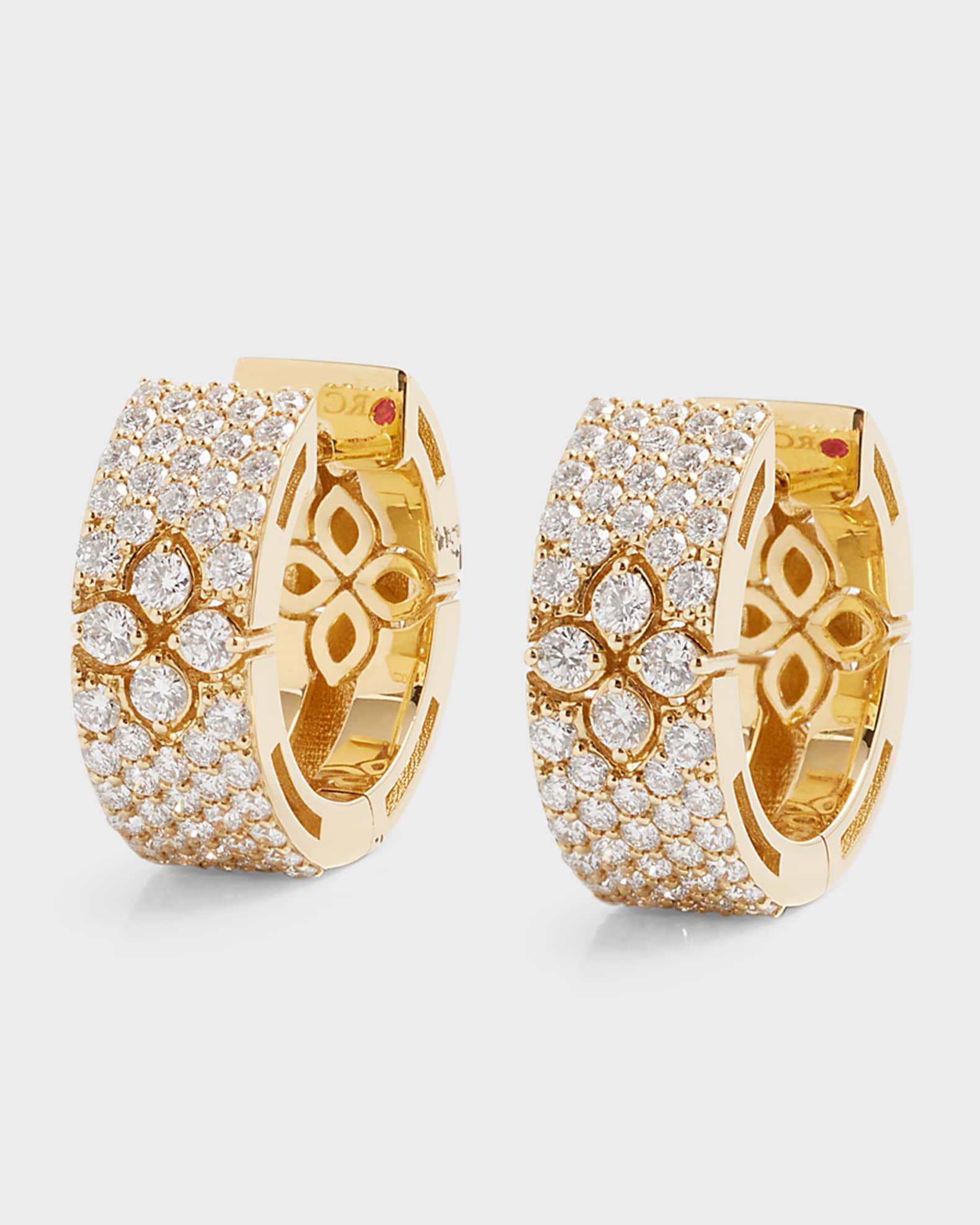 Roberto Coin Love in Verona 18k Yellow Gold Diamond Huggie Earrings