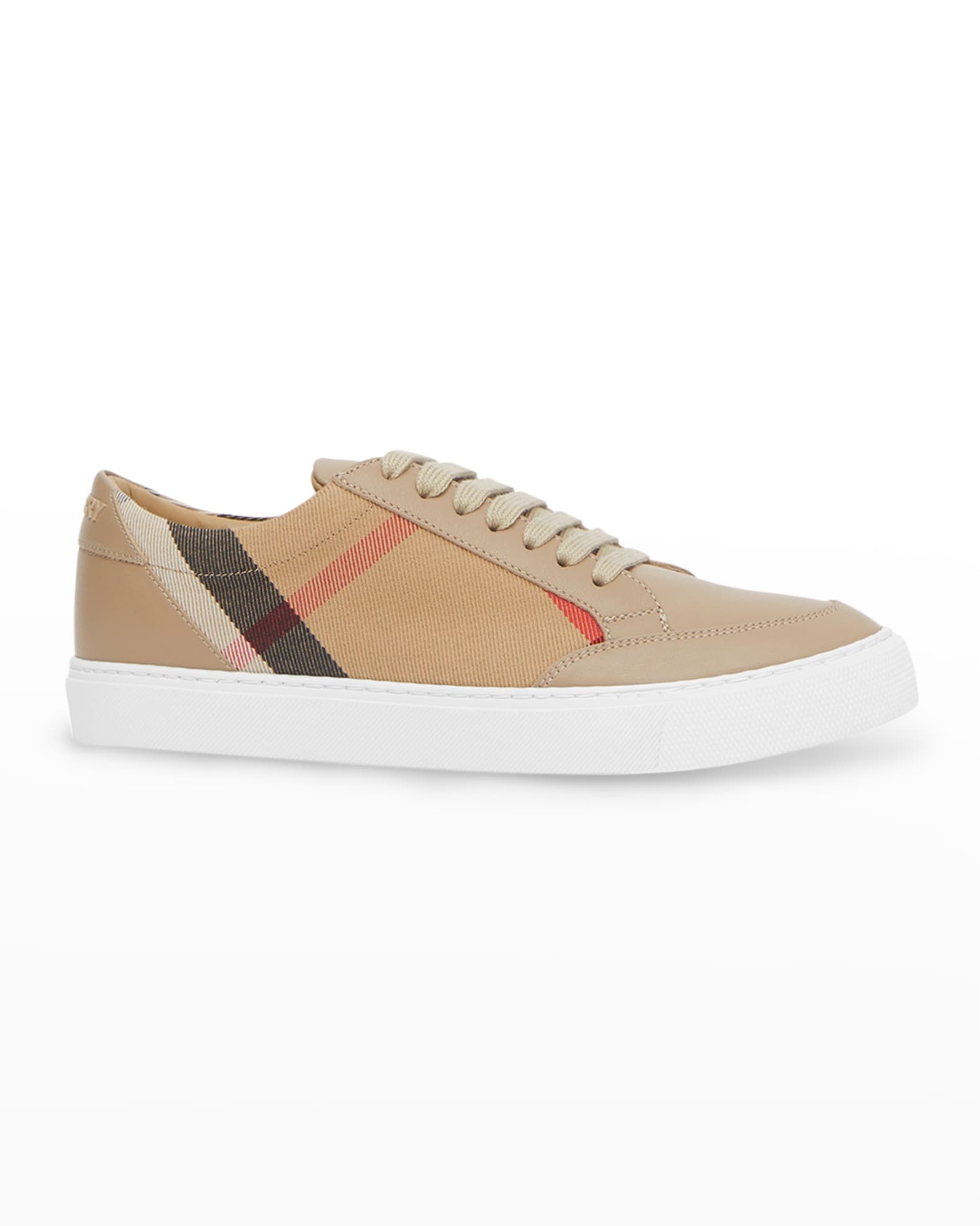 Burberry New Salmond Check Leather Sneakers | Neiman Marcus