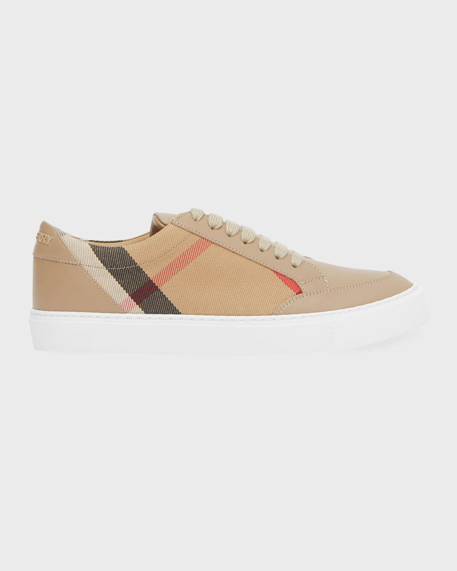 Burberry New Salmond Check Leather Sneakers | Neiman Marcus